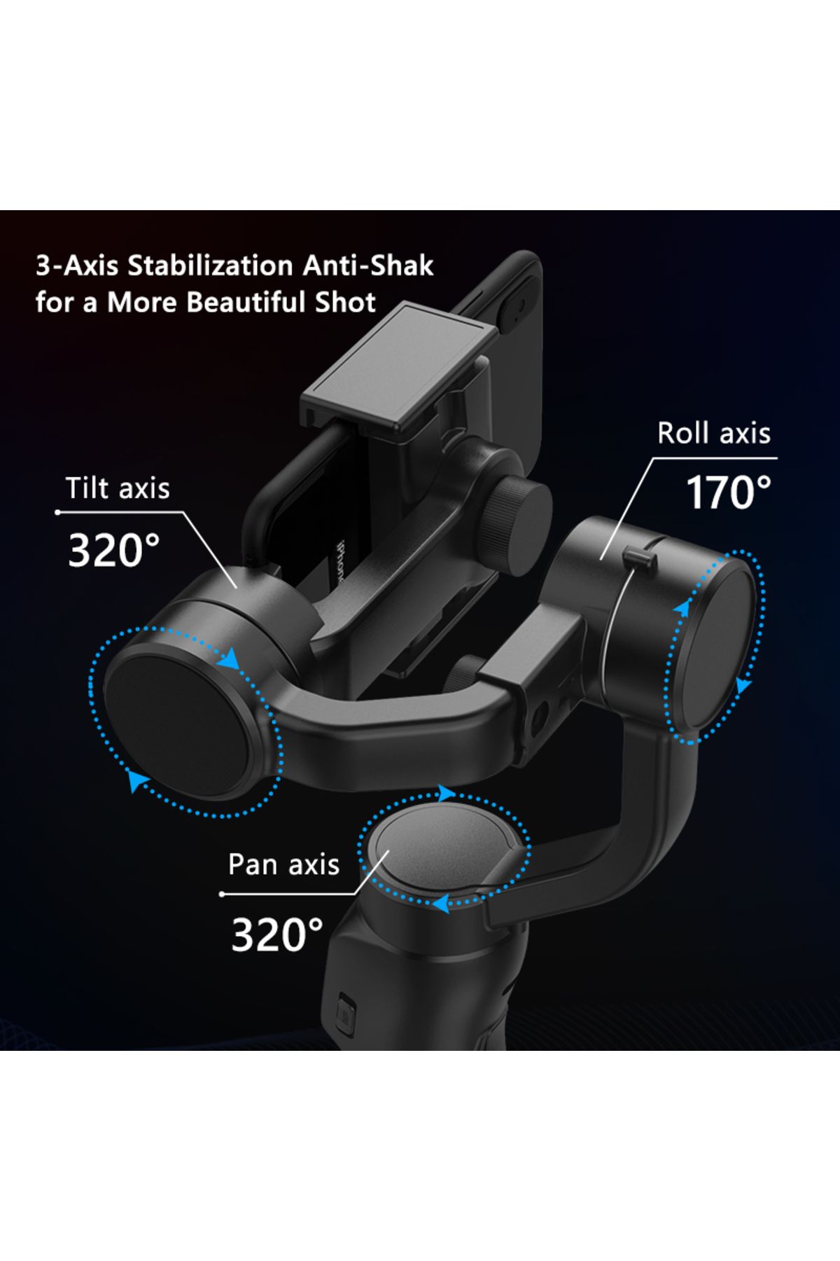 Choice-F8 3-Axis Handheld Gimbal Stabilizer Smartphone Clip, Anti-Shake Video Recording for Android Ipho... 4