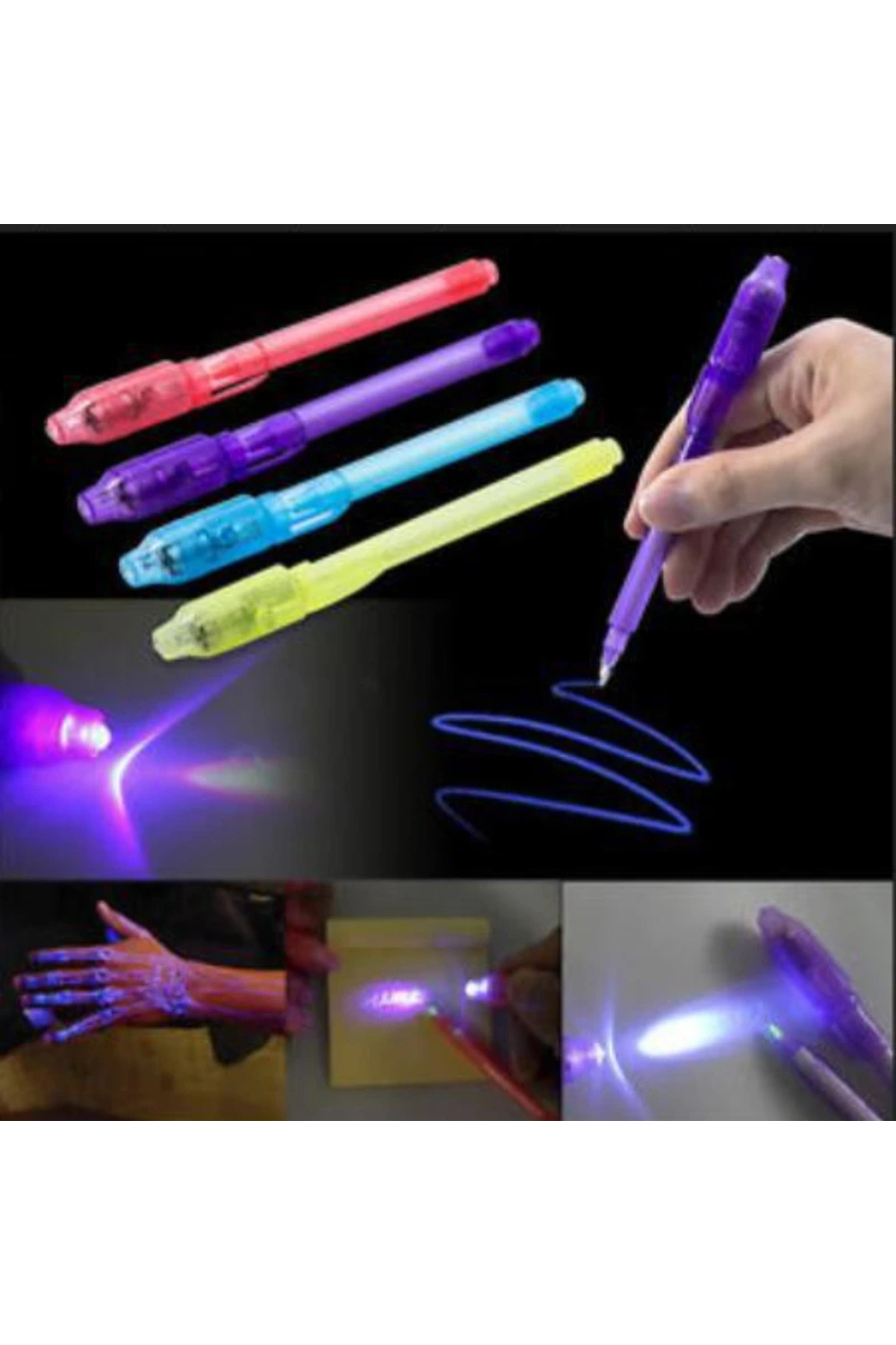 hairun-1/4Pcs Invisible Ink Pen Spy Pen with UV Light, Magic Marker for Secret Message,Treasure Box Priz... 3