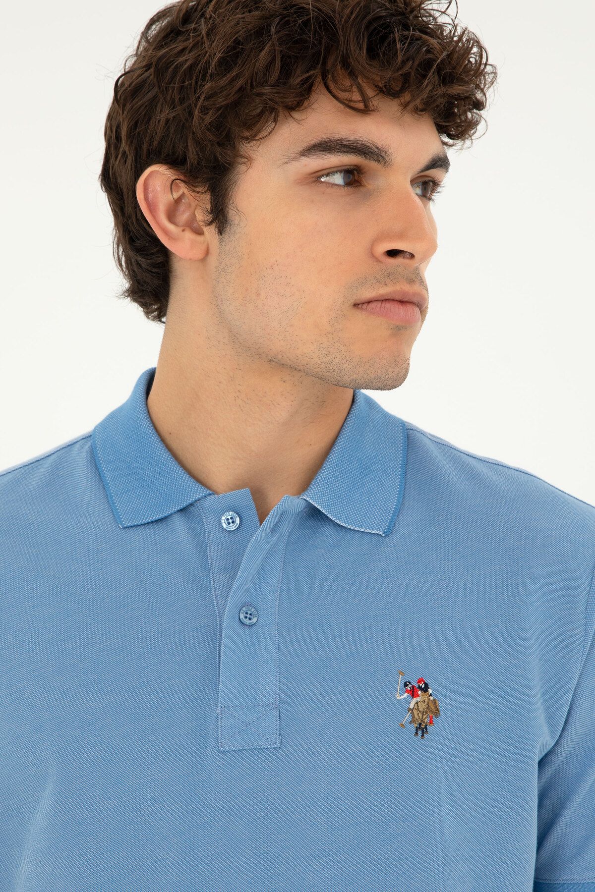 تی شرت یقه پولو آبی مردانه تیره اورجینال U.S. Polo Assn.