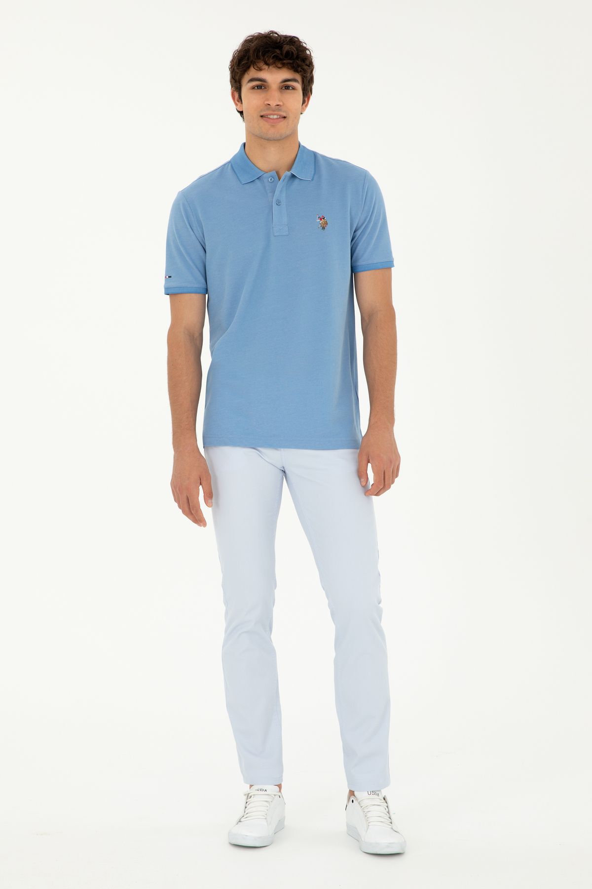 تی شرت یقه پولو آبی مردانه تیره اورجینال U.S. Polo Assn.