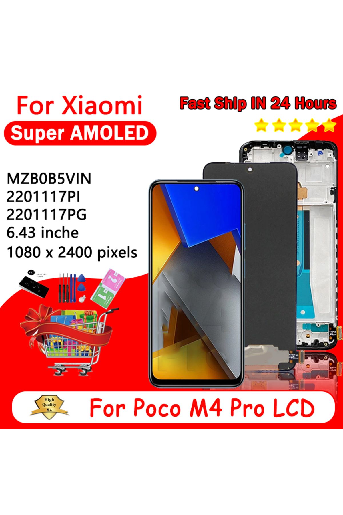 Choice-Tft No Frame Amoled Lcd For Xiaomi Poco M4 Pro 4g Lcd Display Touch Screen Panel For Poco M4 Pro M4p 1