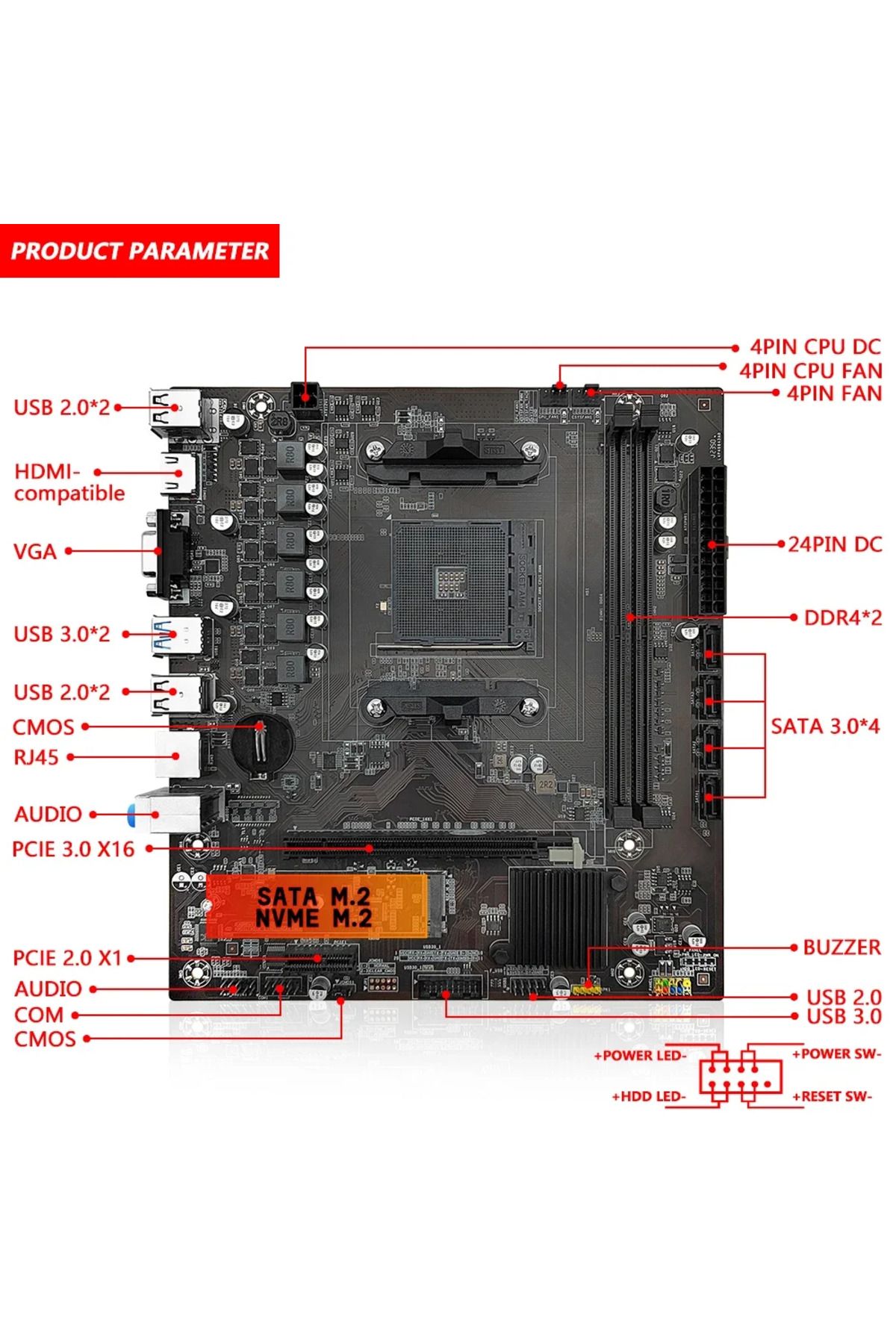 Choice-Motherboards Machinist B450 Motherboard Amd Support Ddr4 Desktop Ram Am4 Cpu Slot Nvme Ngff M.2 Usb 3