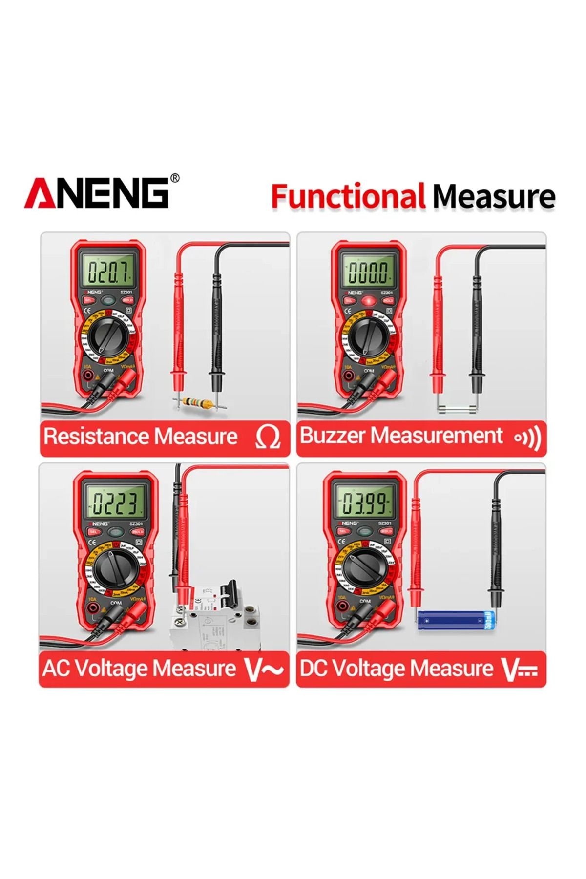 ANENG-SZ301 Digital Multi range Multimeter AC/DC Voltage and Current Automatic Tester Resistance ... 6