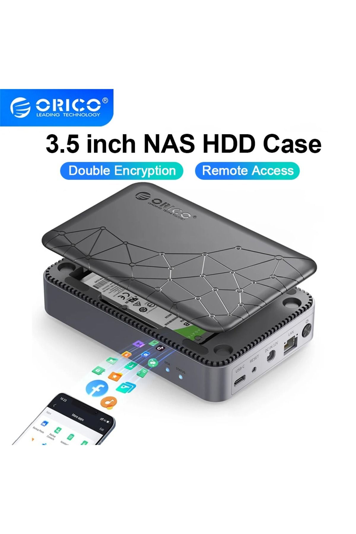 Orico-3.5 inch sata hard drive enclosure nas network hdd storage box usb c hdd disk external cas... 2