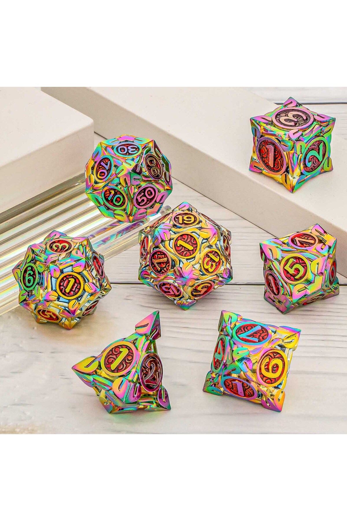 Choice-7pcs Dice Set DND Metal Dice Full Set Dice for Dungeons and Dragons Polyhedral Dice RPG Dice D&D ... 7