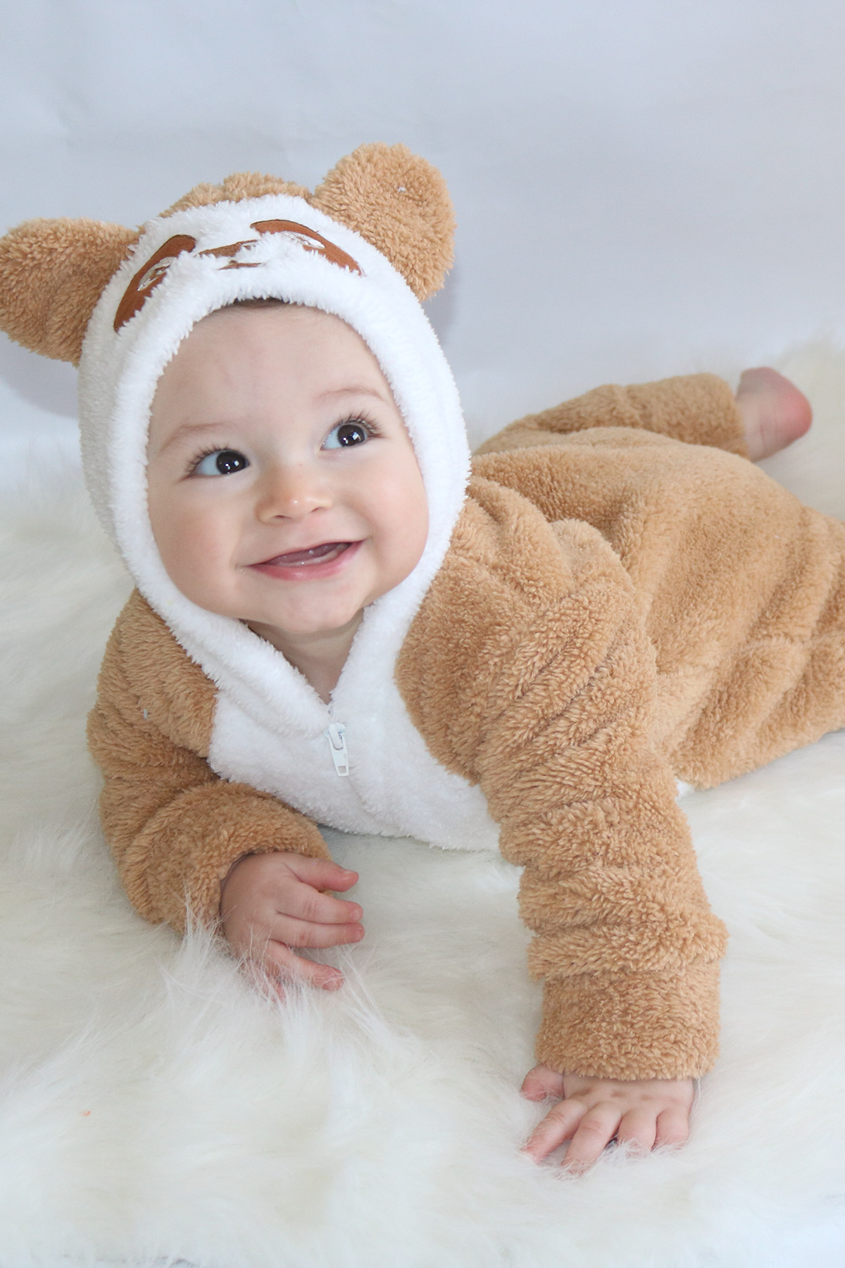 Baby Animals Welsoft Peluş Fermuarlı Kışlık Unisex Kız Erkek Bebek Uyku Tulumu Bebek Tulumu Çocuk Tulumu Kostümü fotoğrafı 6 (önizleme)