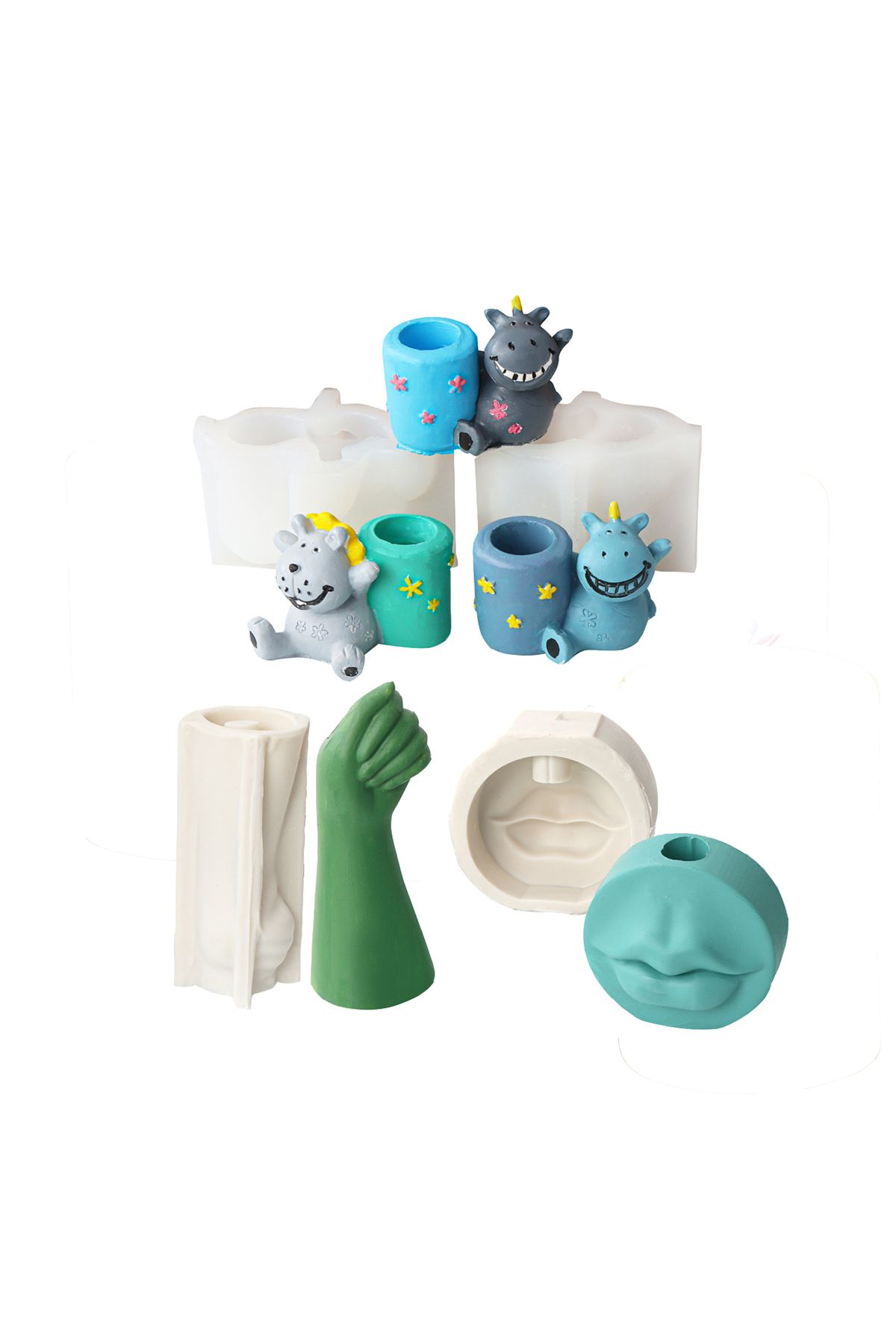 Choice-3D Cute Animal Zebra Candle Holder Silicone Mold DIY Hand Vase Lip Candle Holder Mold Plaster Dro... 8
