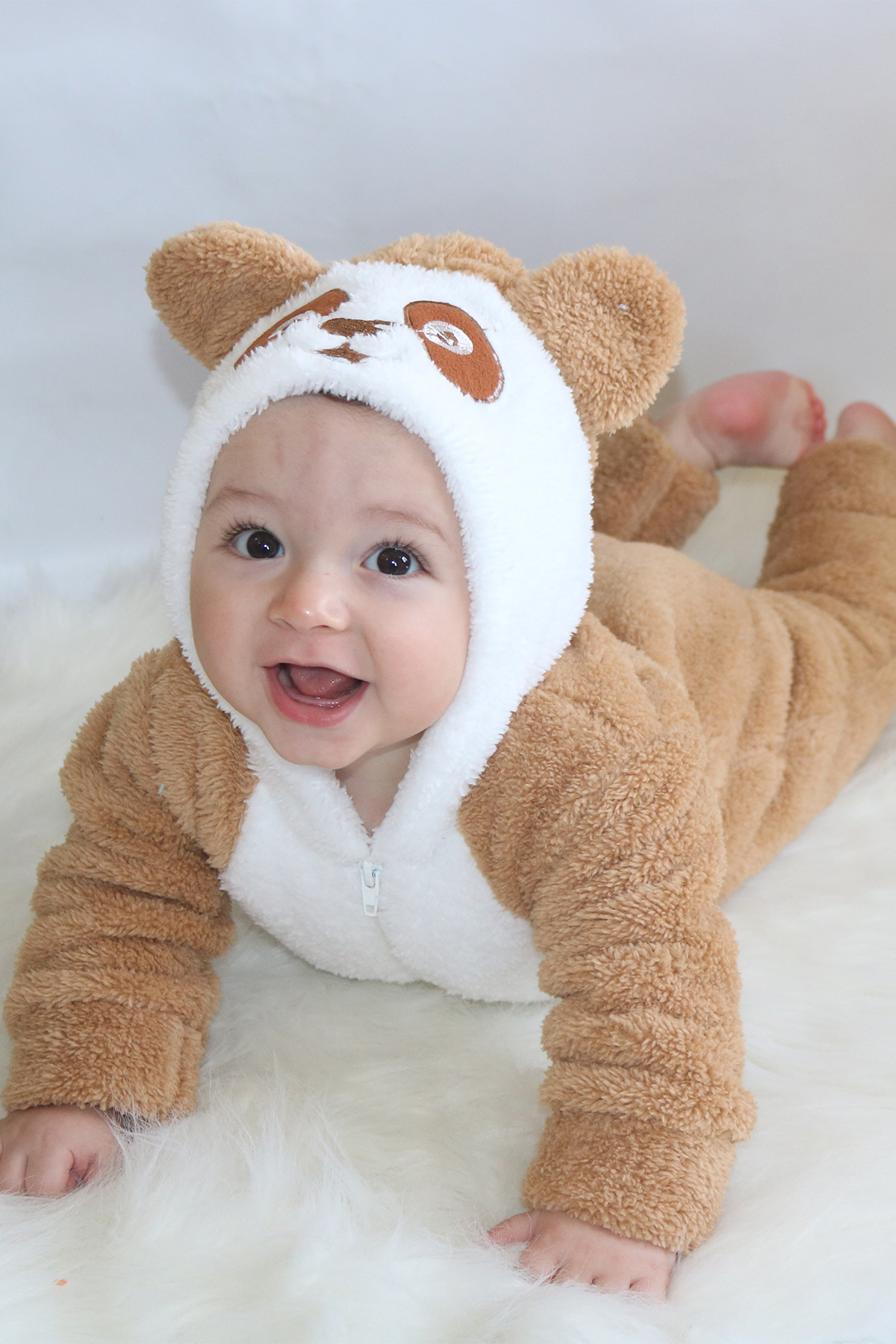 Baby Animals Welsoft Peluş Fermuarlı Kışlık Unisex Kız Erkek Bebek Uyku Tulumu Bebek Tulumu Çocuk Tulumu Kostümü fotoğrafı 5 (önizleme)