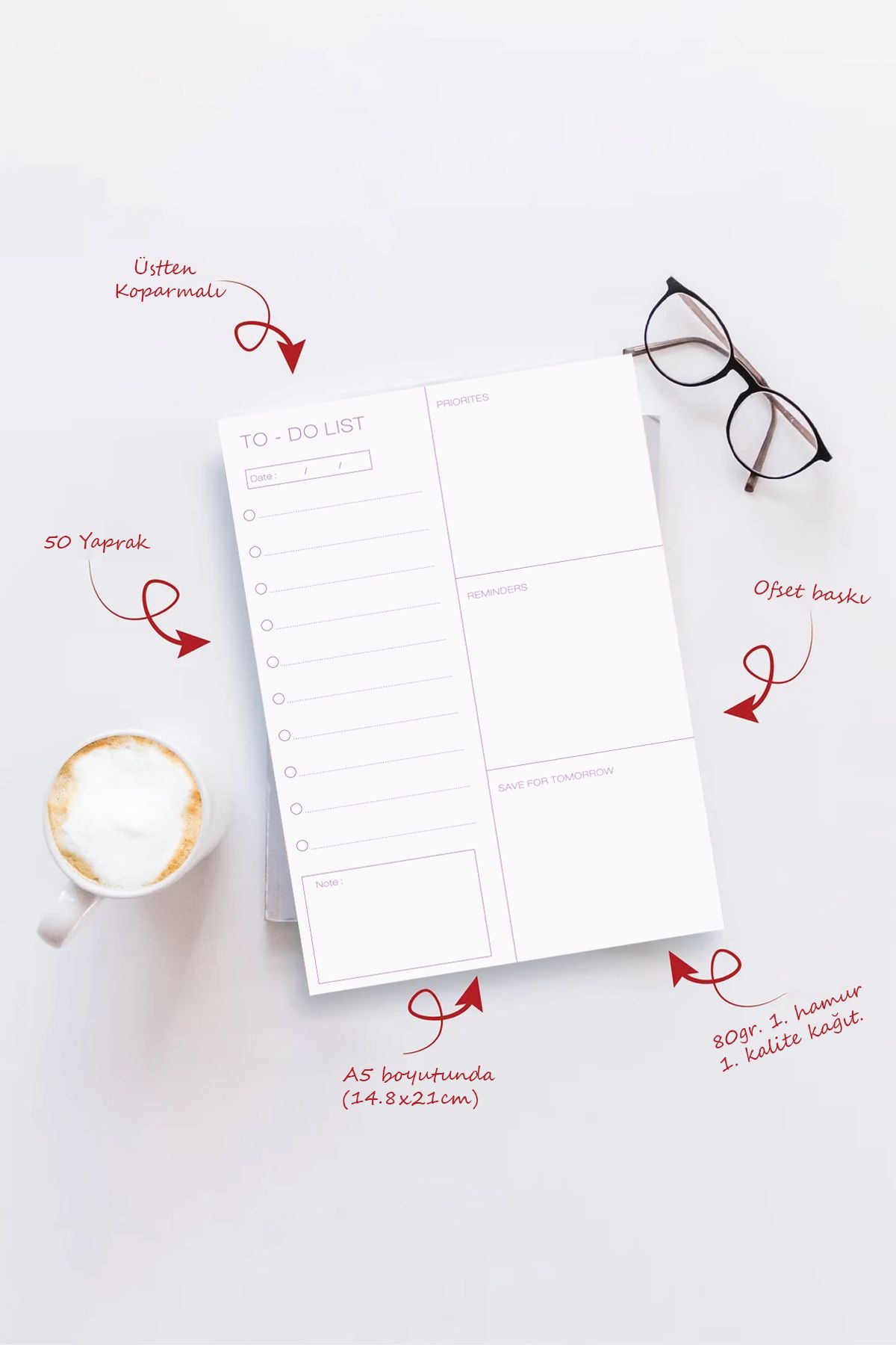 Copyder-A5 Pastel Colored Minimalist to Do List Notepad Planner Memo Pad 50 Sheets 2