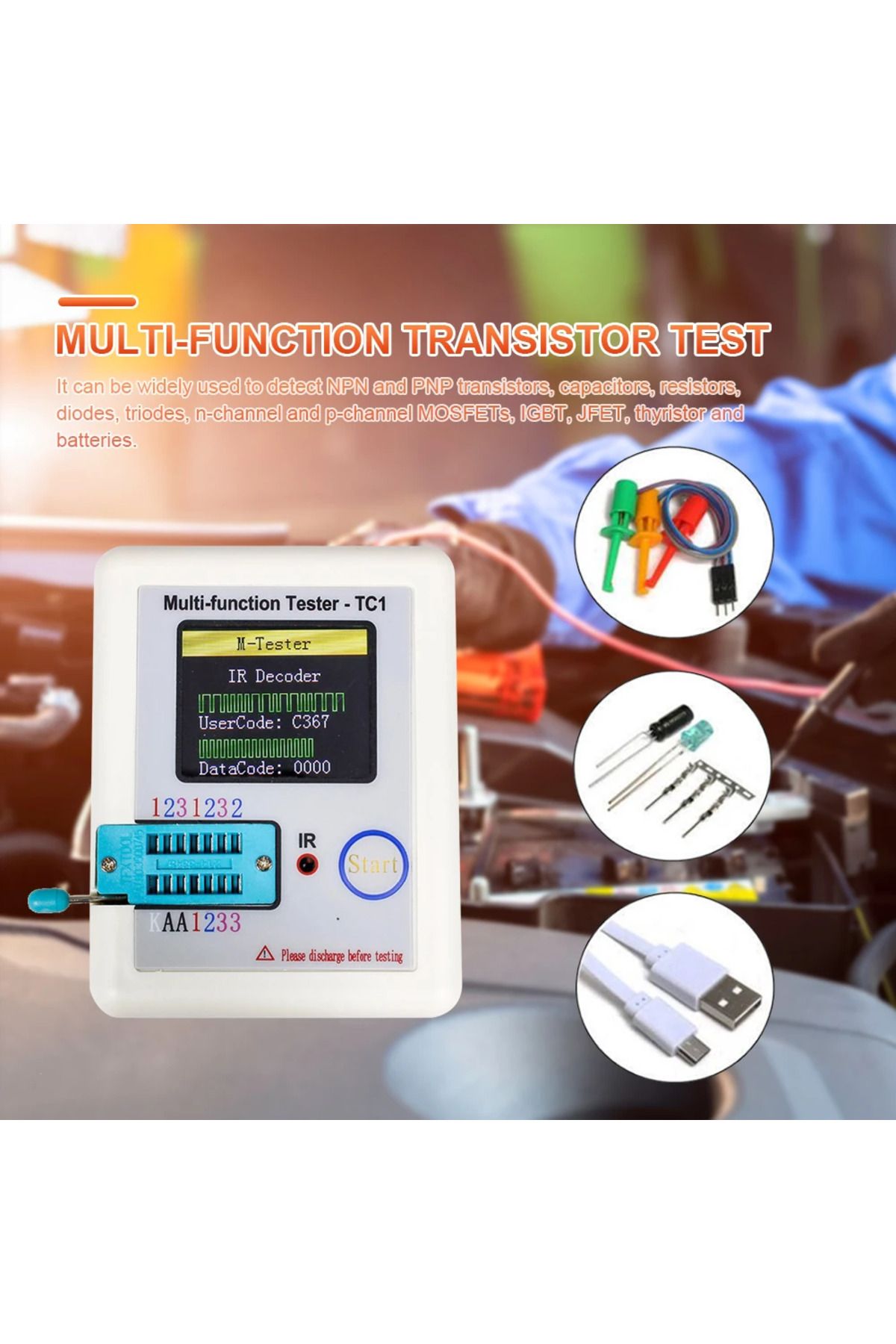 Choice-LCR TC1 1.8 Inch TFT LCD Display Multimeter Transistor Tester Diode Triode Capacitor Resistor Tes... 5