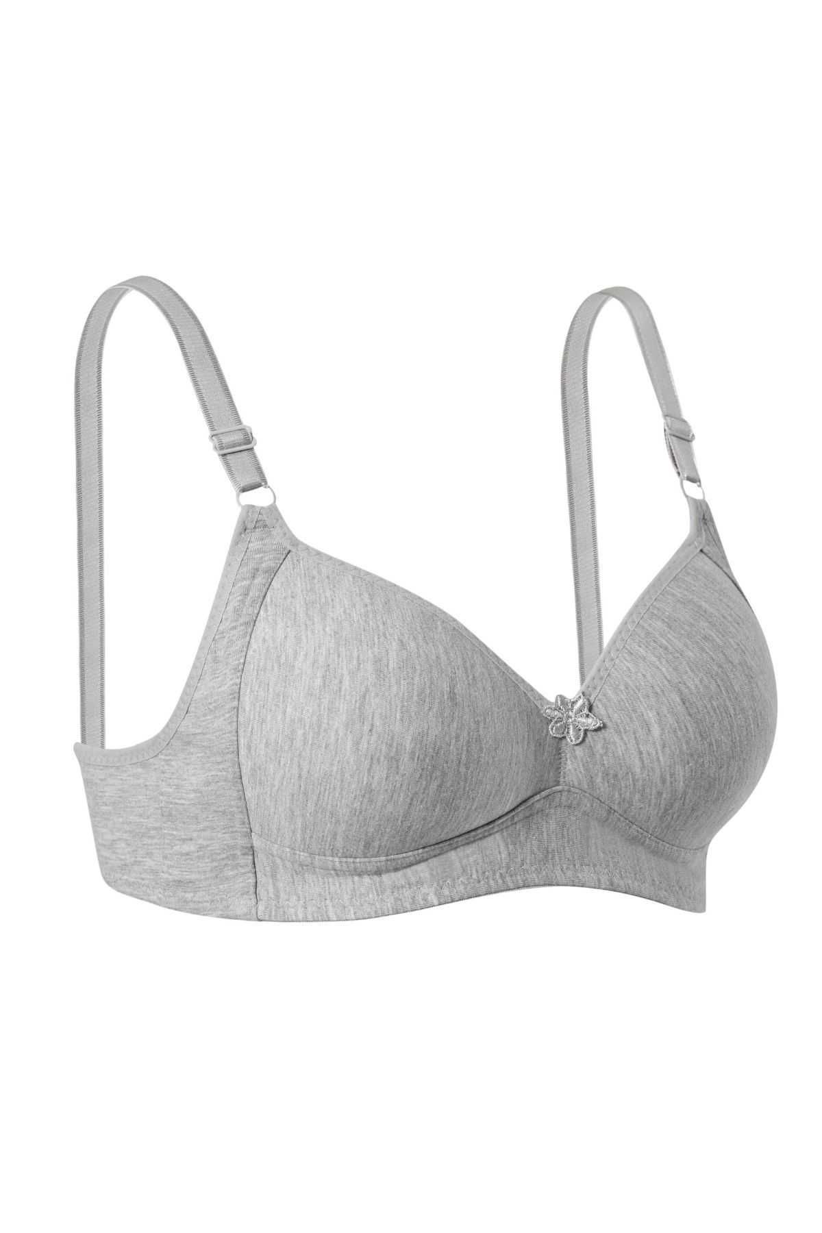 pazarella-Gray Wire Free Silicone Recovery Bra 1