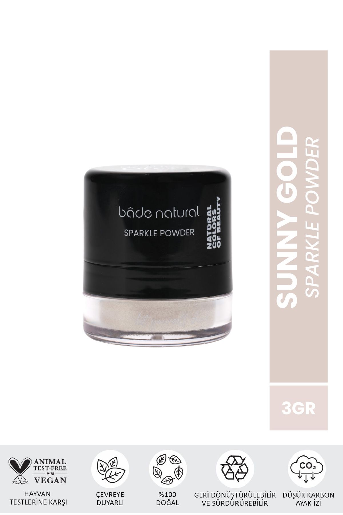 Bade Natural-Sparkle Powder Sunny Gold Powder Shimmer Illuminator 100% Natural 1