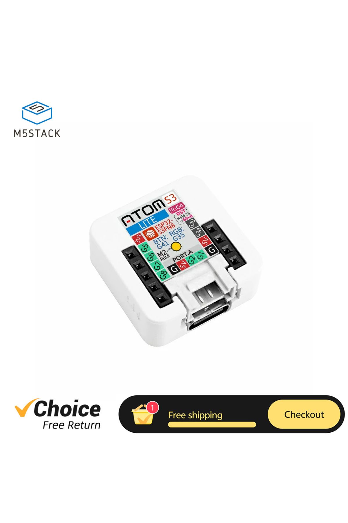 FMchip-M5Stack AtomS3 Lite Atom Series ESP32-S3FN8 Programmable Controller 8M Memory Wi-Fi Development K... 2