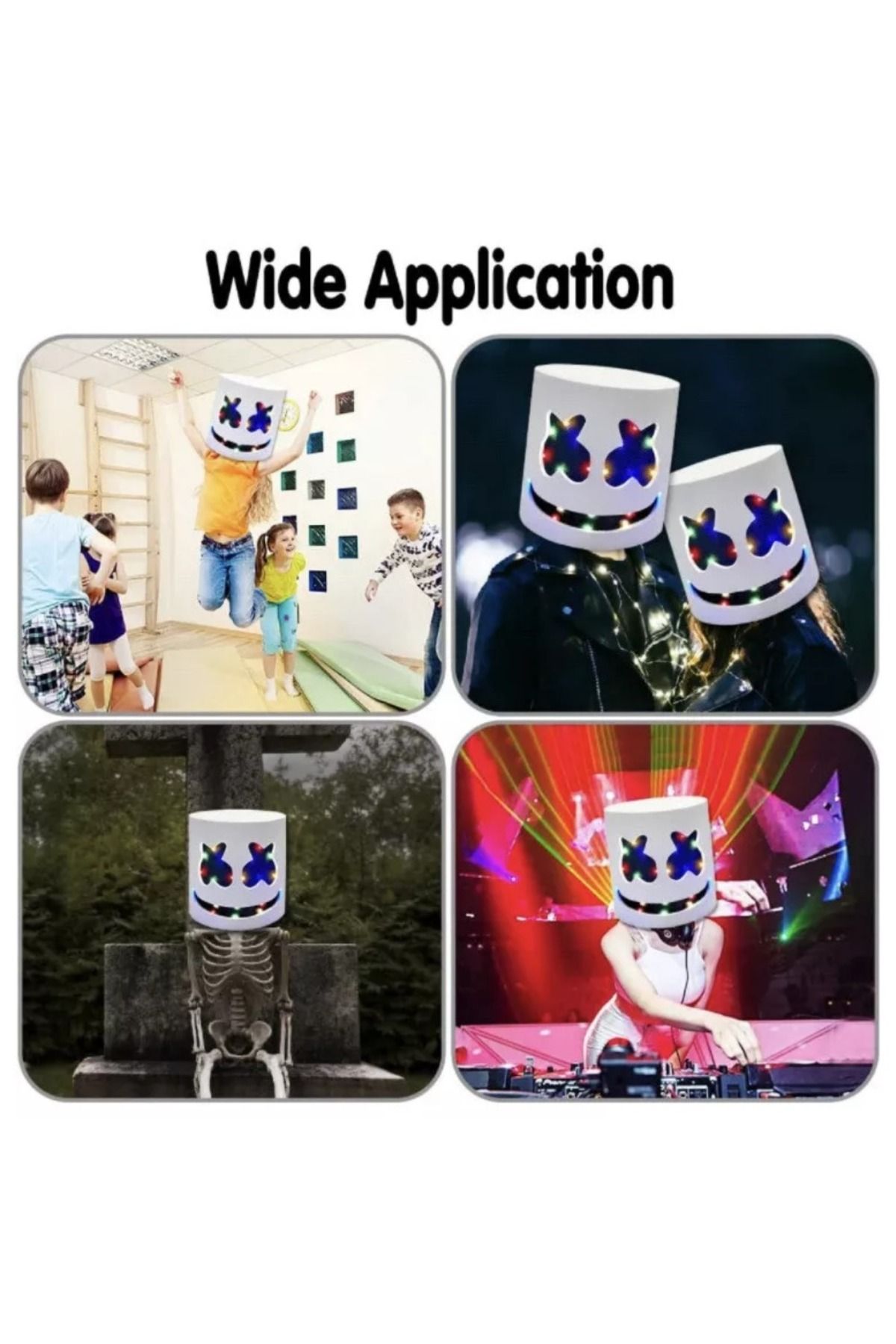 Choice-Halloween Light Up Mask Full Face LED Neon Marshmallow Mask Cosplay Rave Party Mask Headgear Lumi... 3