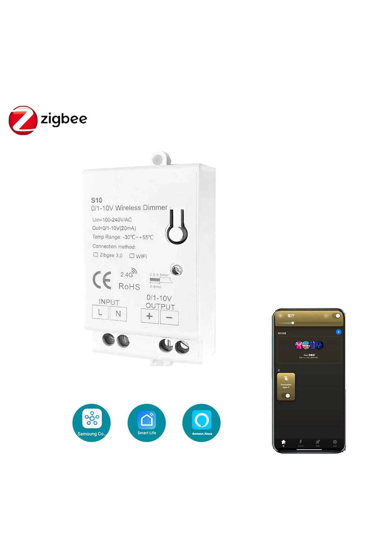 Choice-0-10v Dimmer Control Zigbee 3.0 0-10v 1-10v Dimmer Controller Led Light Strip Driver Wireless Contro 6