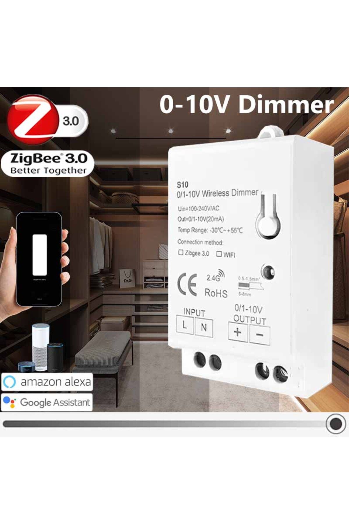 Choice-0-10v Dimmer Control Zigbee 3.0 0-10v 1-10v Dimmer Controller Led Light Strip Driver Wireless Contro 1