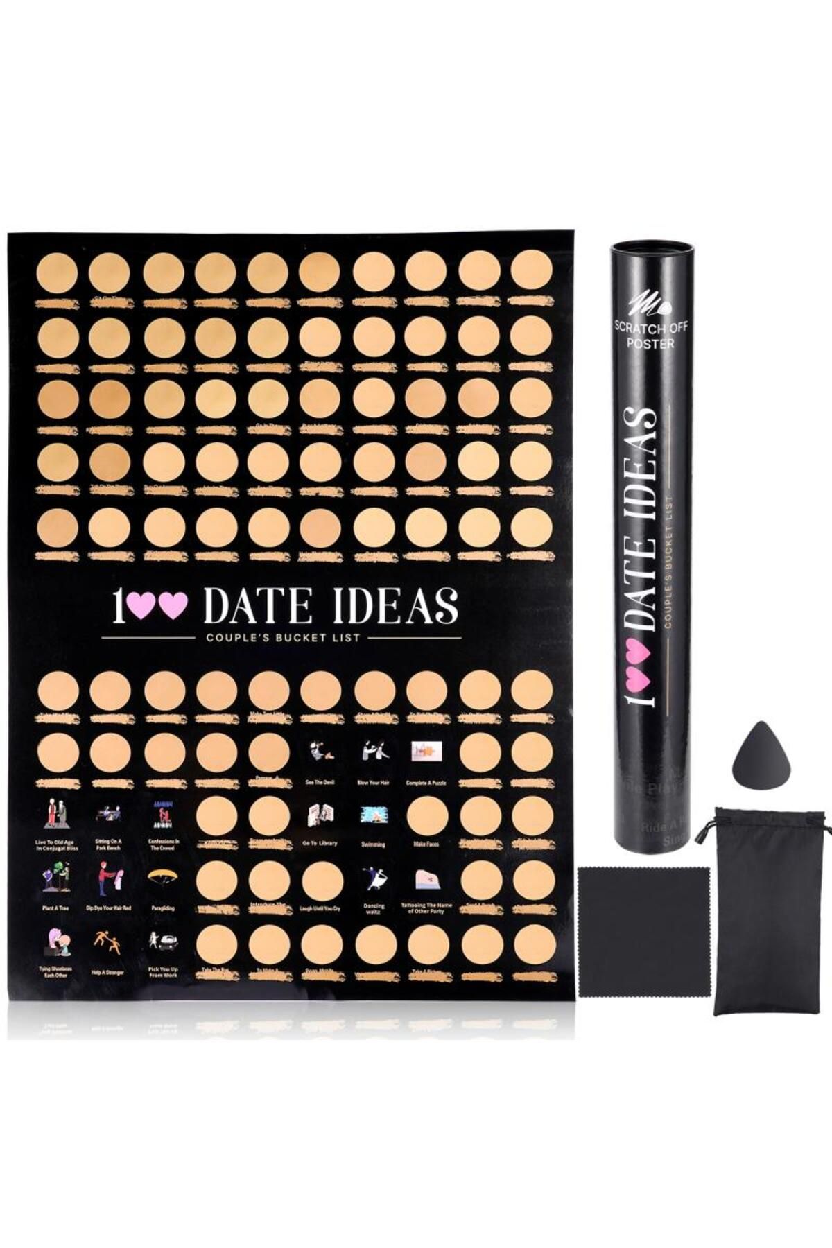 Choice-100 Things To Do Between Couples Love Games Wall Mounted Scratch Off Poster 100 Dates Scratch Off... 8
