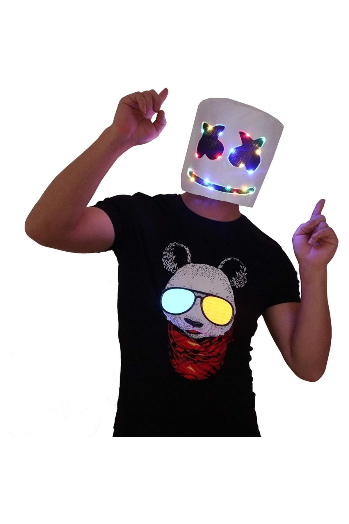 Choice-Halloween Light Up Mask Full Face LED Neon Marshmallow Mask Cosplay Rave Party Mask Headgear Lumi... 7