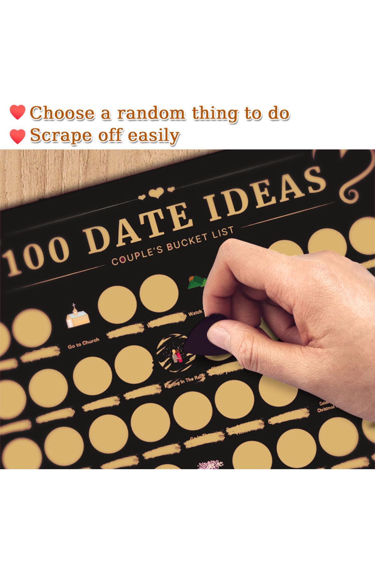 Choice-100 Things To Do Between Couples Love Games Wall Mounted Scratch Off Poster 100 Dates Scratch Off... 5