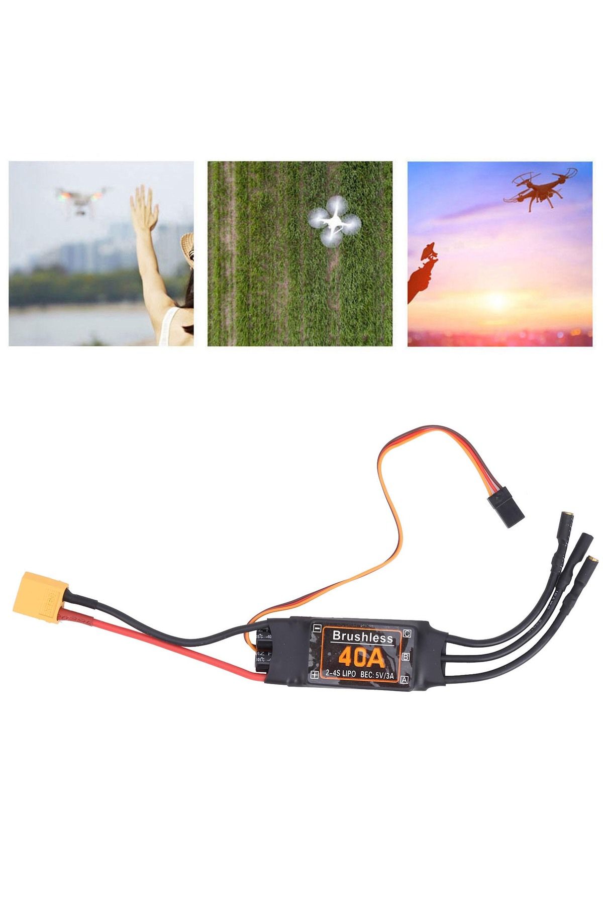 Choice-40A Brushless ESC Speed Controller 5V/3A BEC Output for RC Drone Airplanes Accessory Drone ESC 40... 4