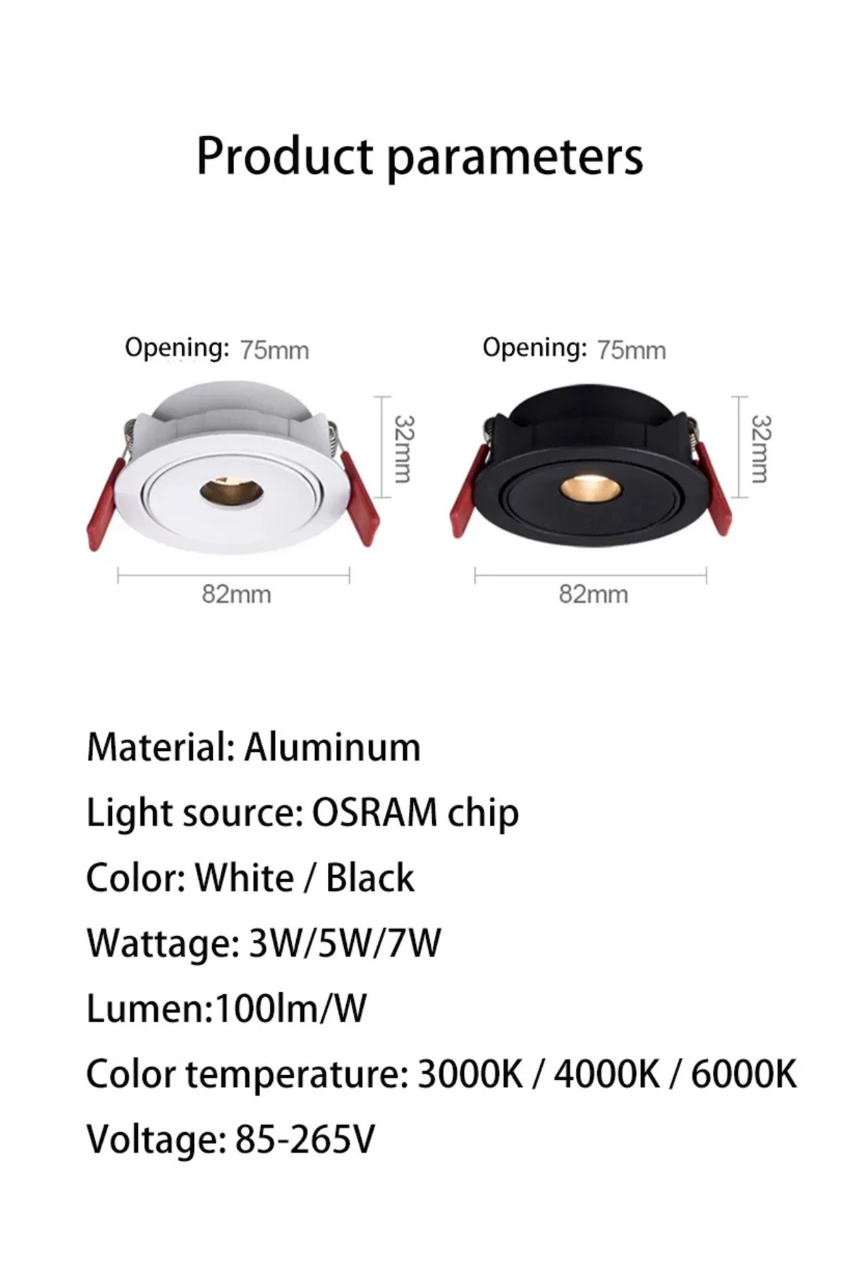Choice-Ultra Thin Small Beam Angle Led Spotlights Spot Light Embedded 3W 5W 7W 3 8 15 Degree Ceiling Foc... 7