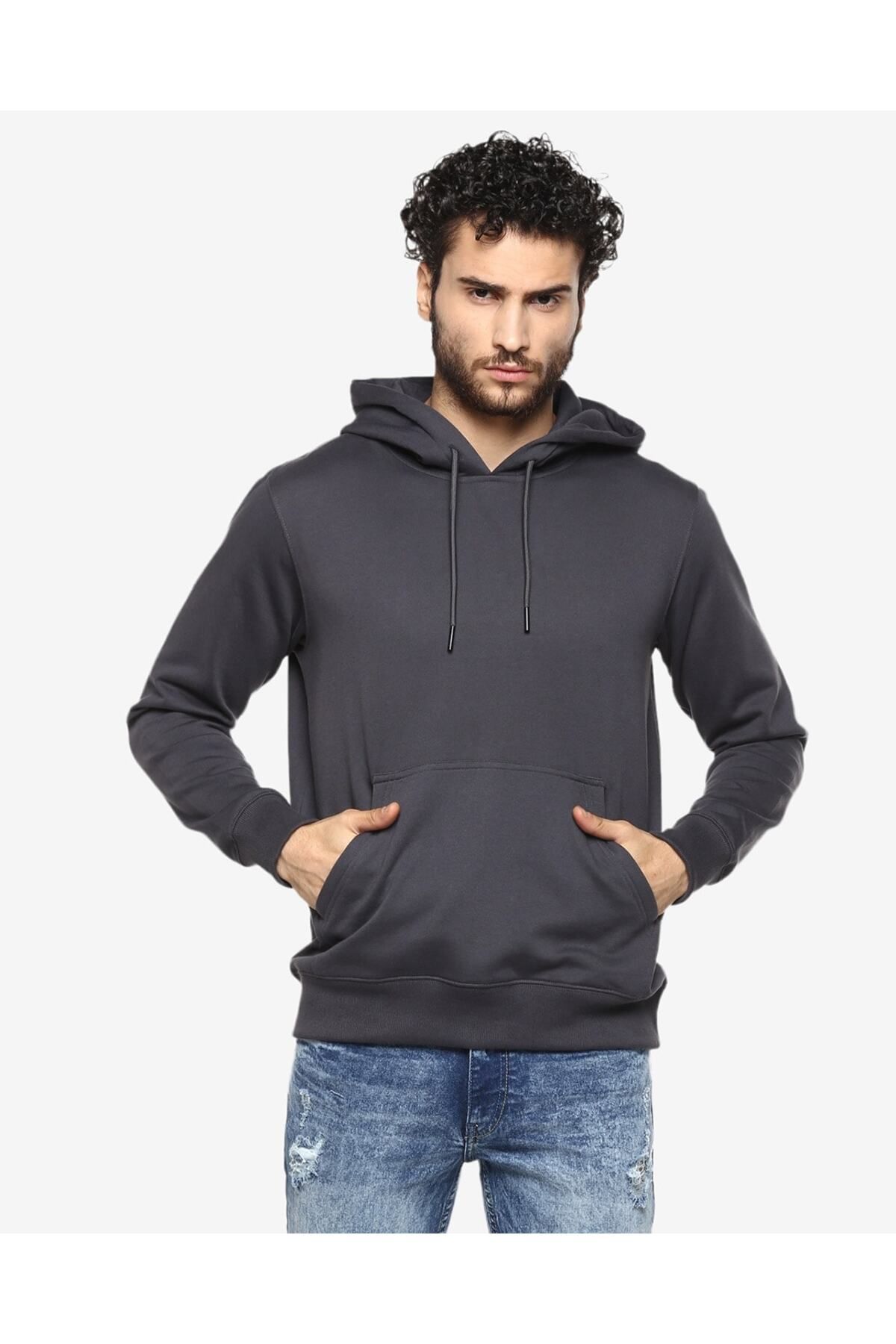 OXVİN-Fleece Hooded Puff Sweatshirt - Kangaroo Pocket, 3 Thread - Original Mold 1