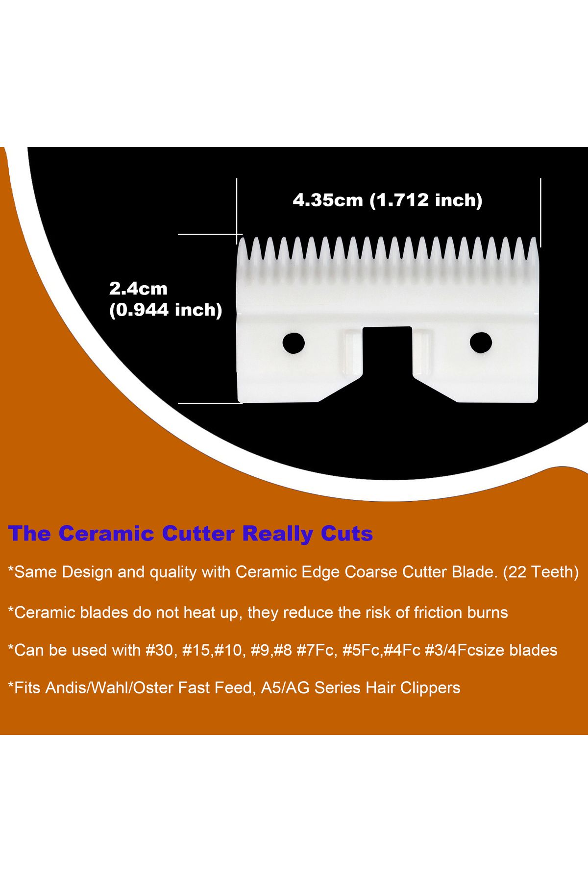 Choice-10Pcs 22 Teeth Ceramic Coarse Pet Replacement Blade Cutter Compatible with Andis, Oster A5 and Wa... 4