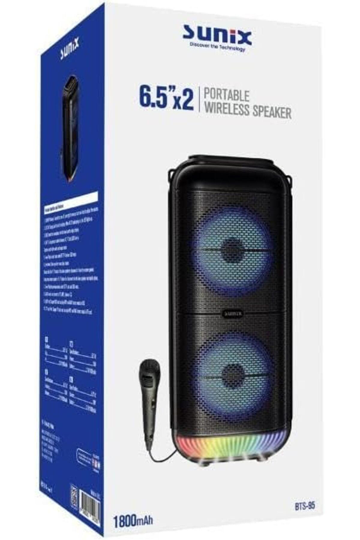 yusuftex srht 1800 Mah 6,5 Mikrofonlu Led Işıklı Bluetooth Hoparlör BTS-95  721051