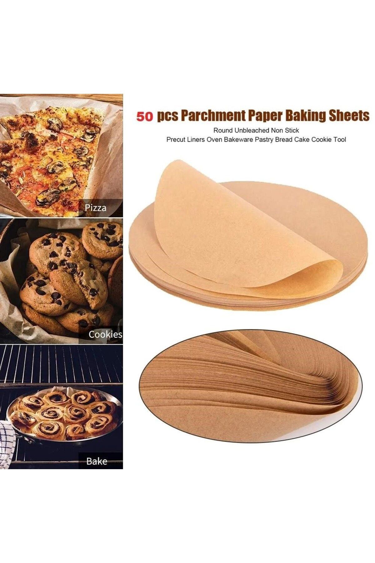 Ethab Ticaret-® 50 Pieces Air Fryer - Oil-Proof Baking Paper, 21.5 cm Round Model, XXL Model Compatible 2