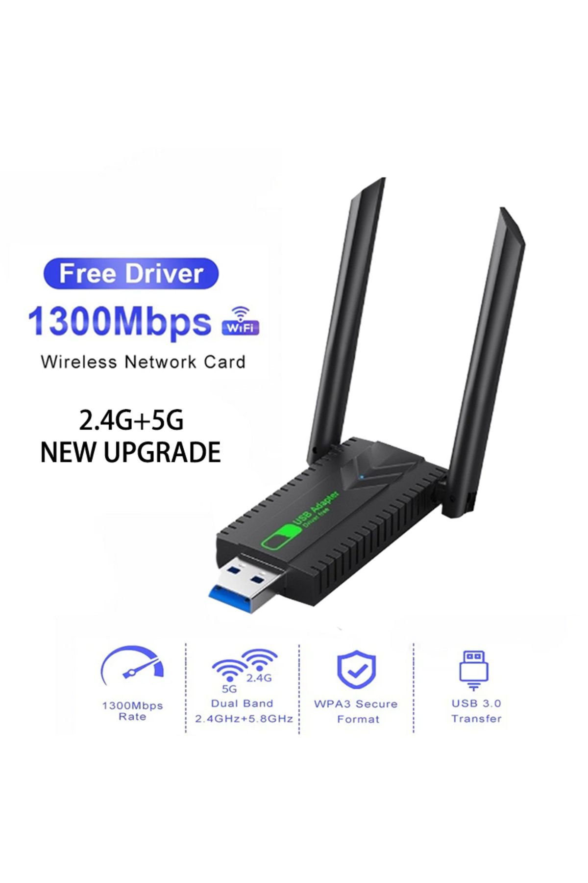 Choice-Wireless USB WiFi Adapter for PC - 1300Mbps 5G Dual Band for Desktop PC, Wireless Adapter for Win... 2