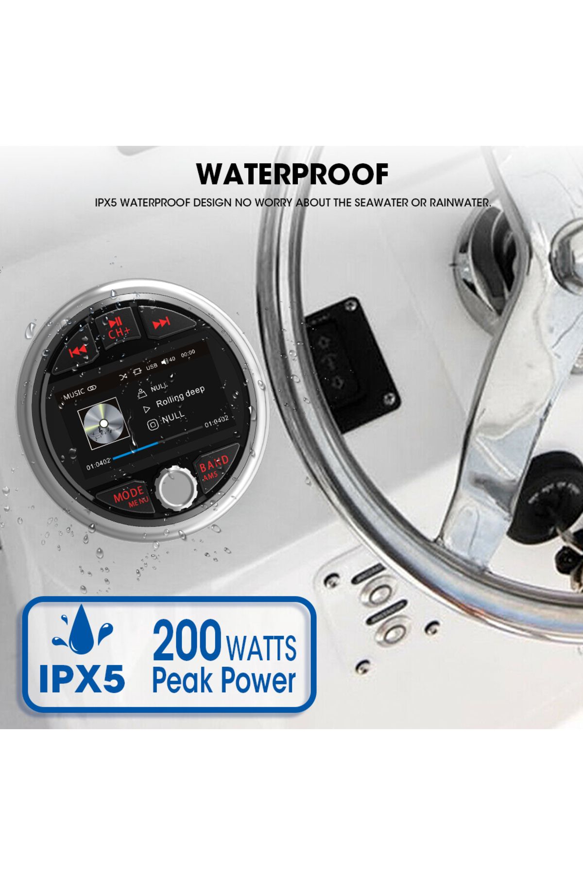 Choice-AKAMATE Boat Radio MP5 Marine Stereo Source Media Player AM FM RDS Receiver MP3 MP4 Video Play Bl... 5