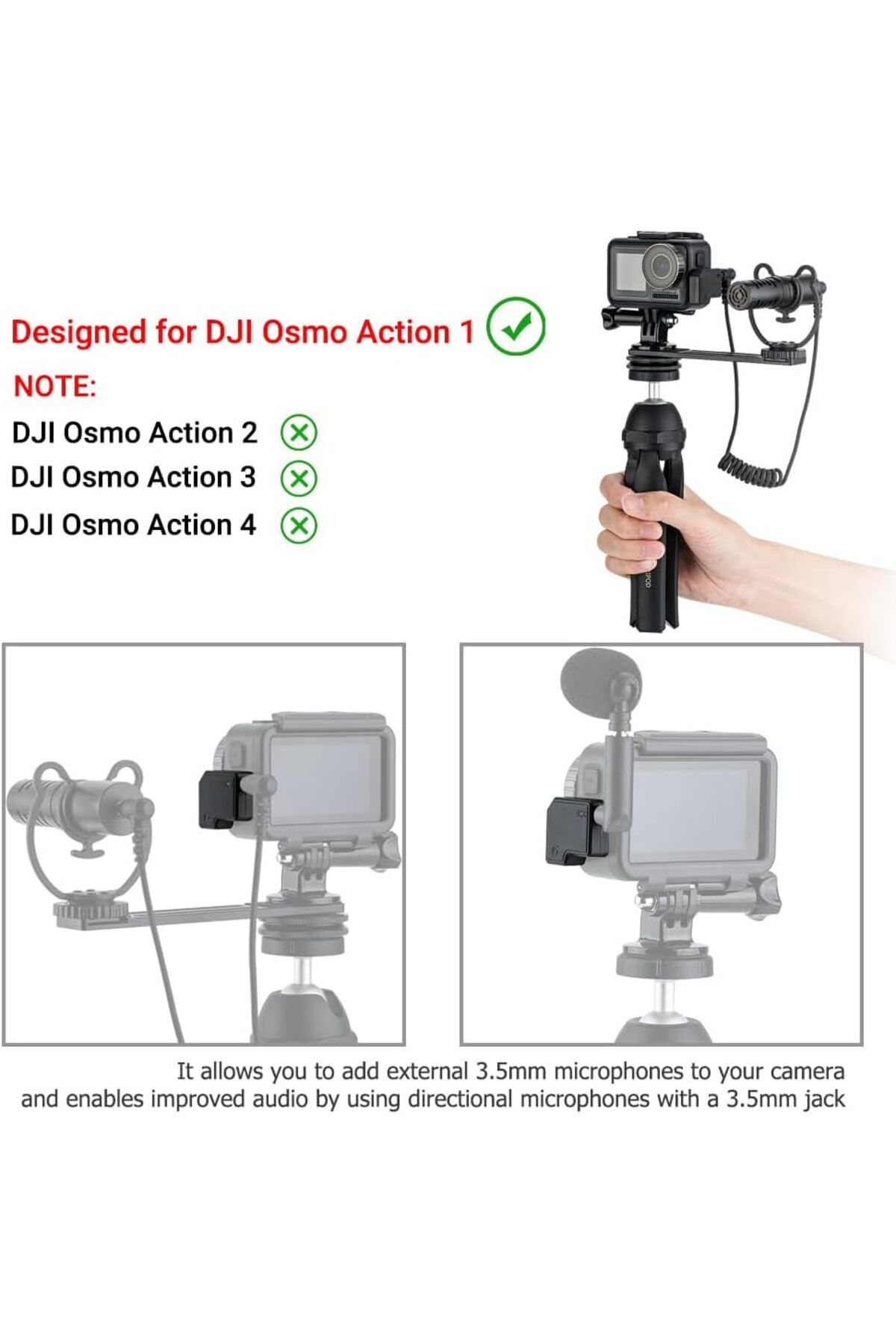 JJC-USB-C 3.5mm Mic Adapter Only for DJI Osmo Action 1 Audio Adapter Vlogging Action Camera Acces... 3