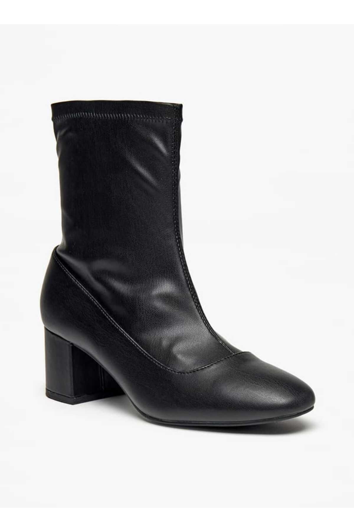 Flora Bella by Shoexpress-Flora Bella Solid Slip-On Ankle Boots with Block Heels 1