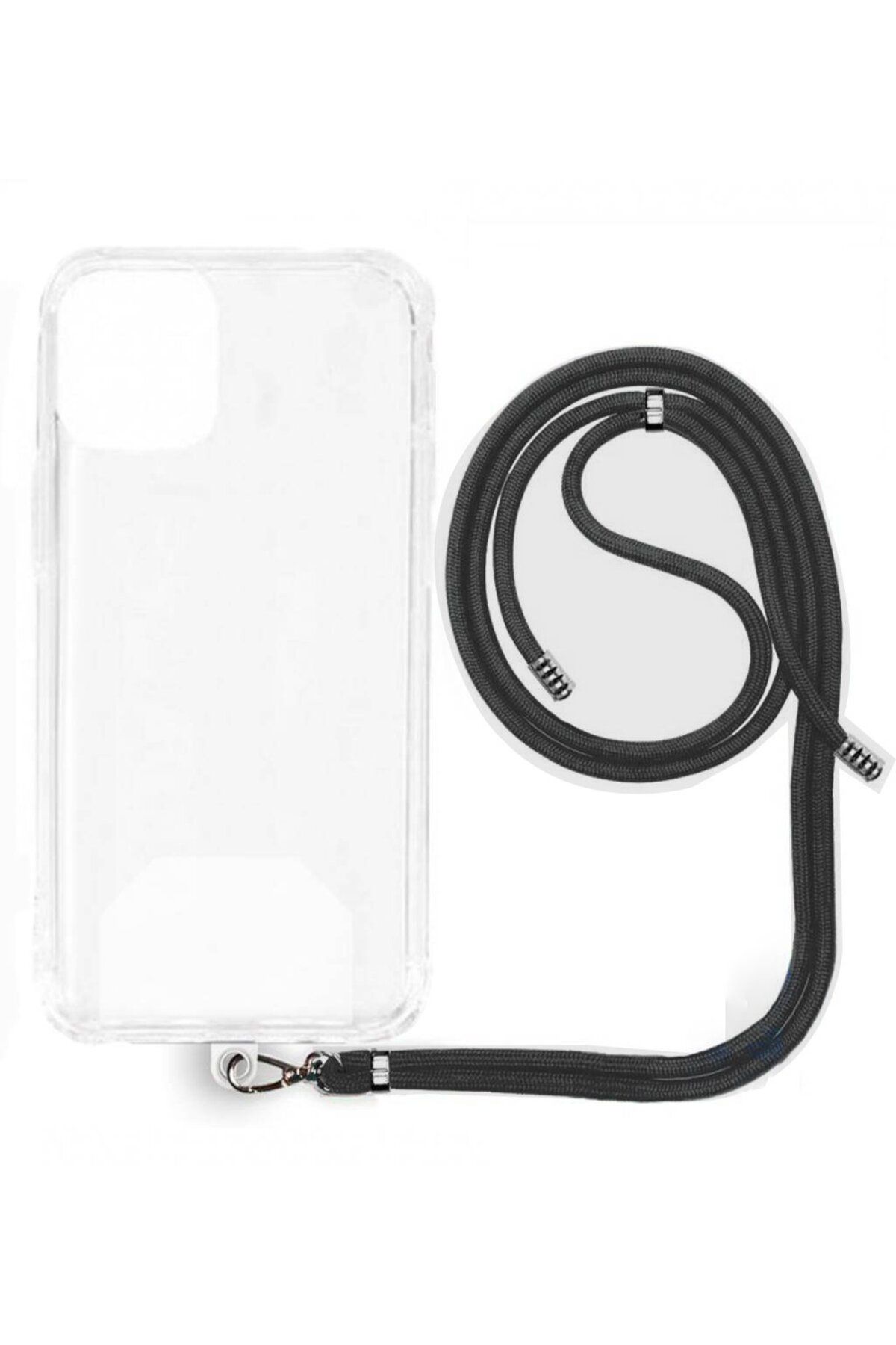 PiyasaSepeti Huawei P30 Lite İp Askılı Şeffaf Silikon Kılıf Siyah