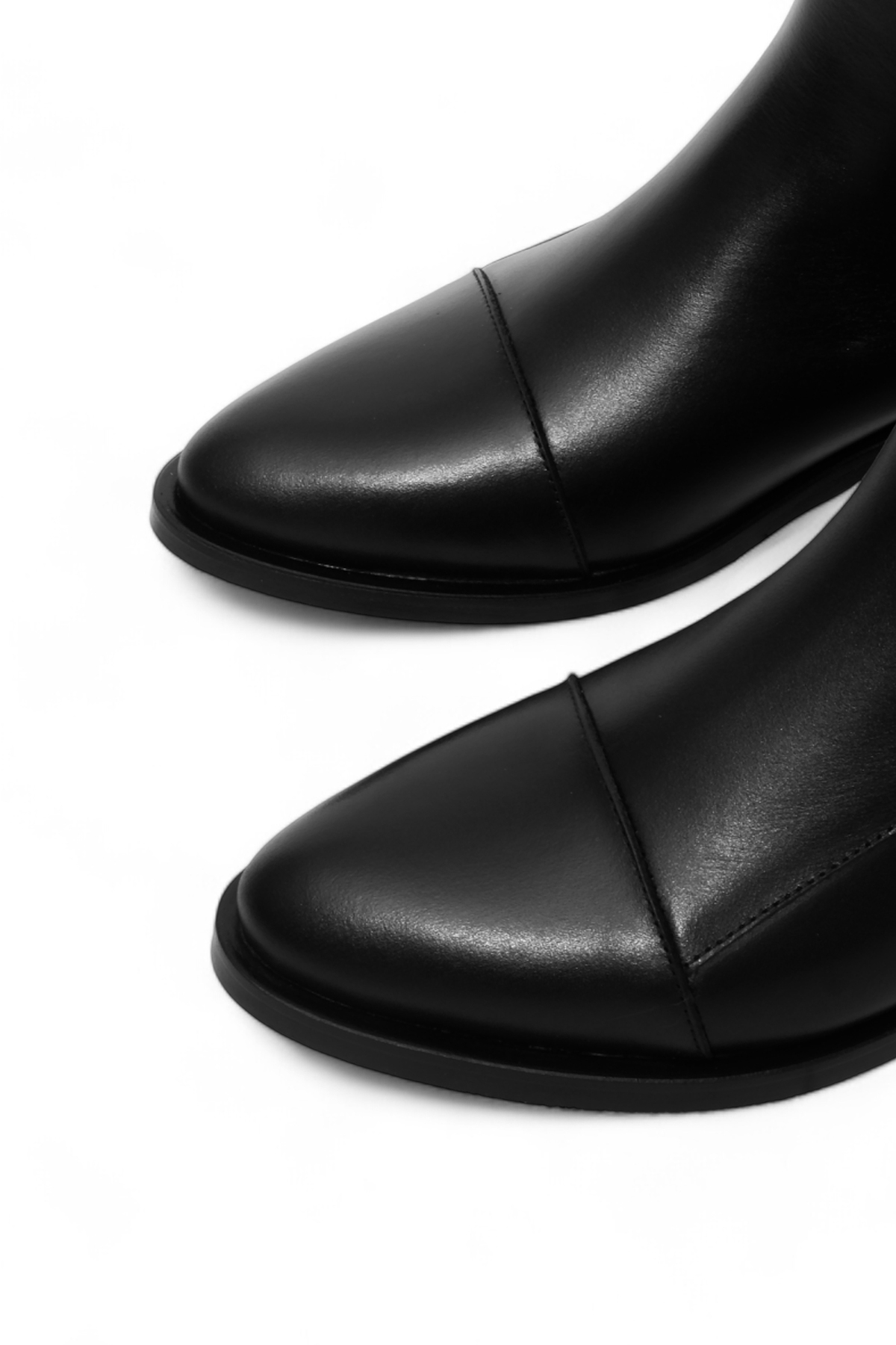 DeriNial  Kadın Hakiki Deri Günlük Çizme Diz Altı Fermuarlı Klasik Çizme Alis Siyah - Görsel 6