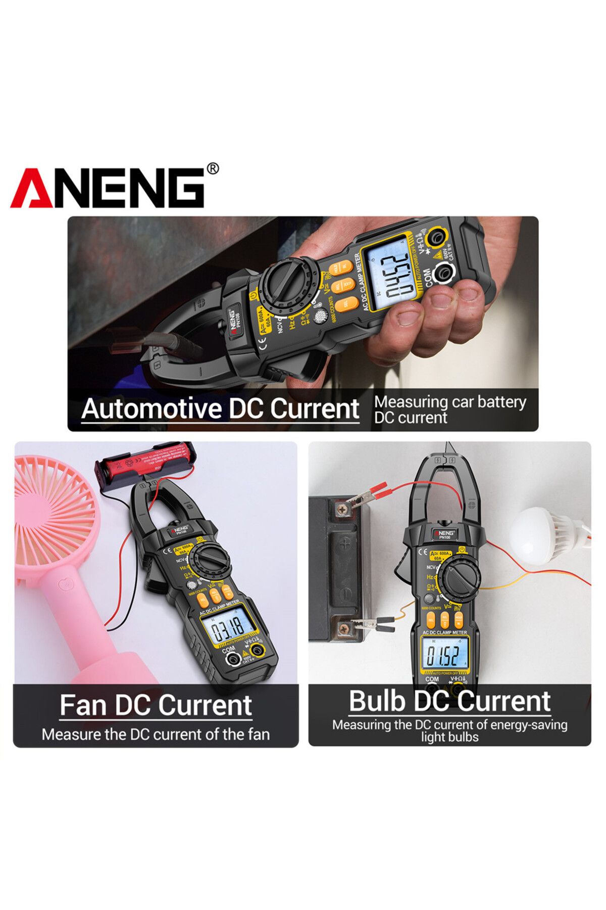 ANENG-PN108 Clamp Meter 6000 Counts AC/DC Voltage 600A Current Multimeter Resistance Capacitance ... 6
