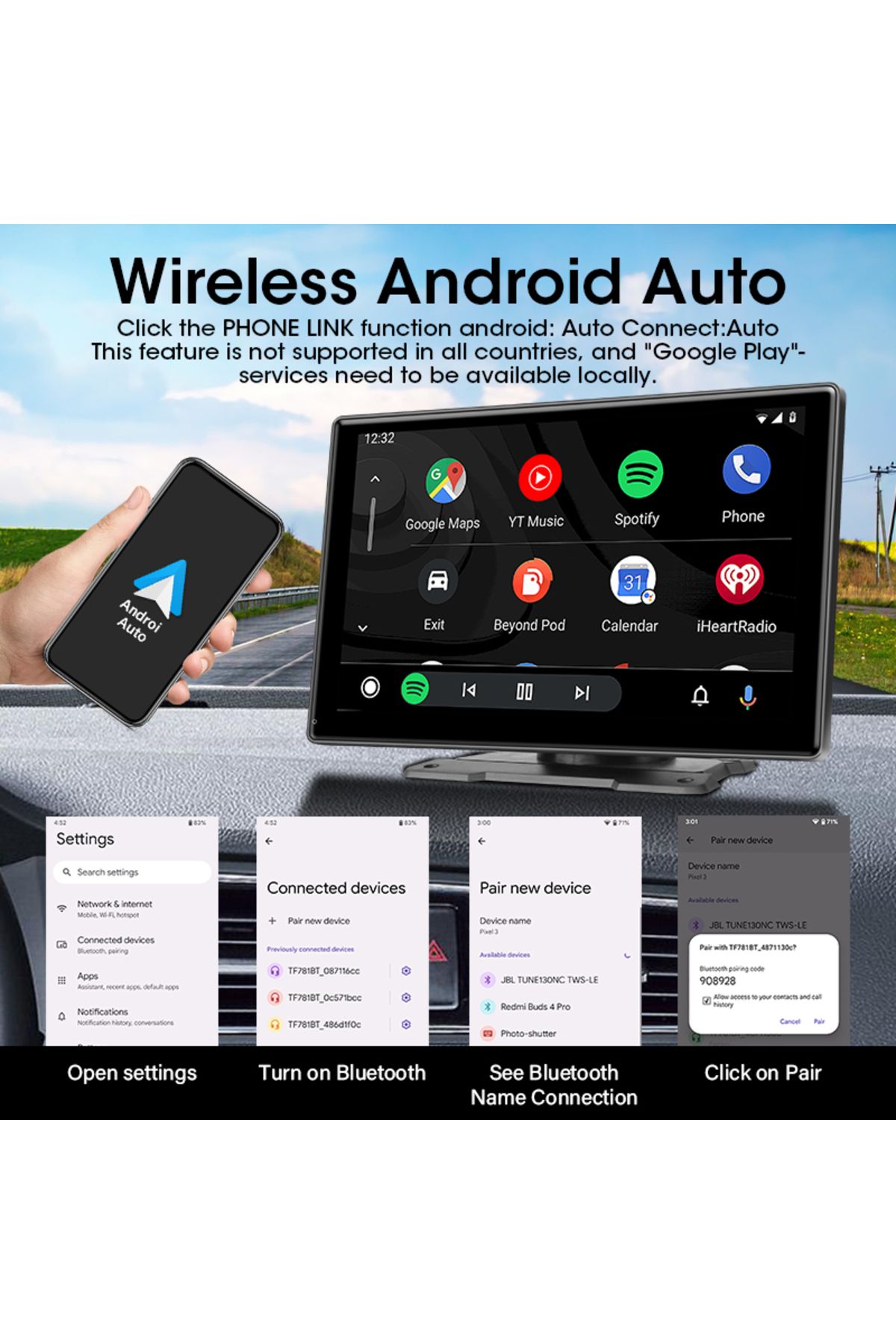 JMCQ-10 inch Carplay Car Smart Screen multimedia Video player Wireless Carplay Android Auto Car R... 4