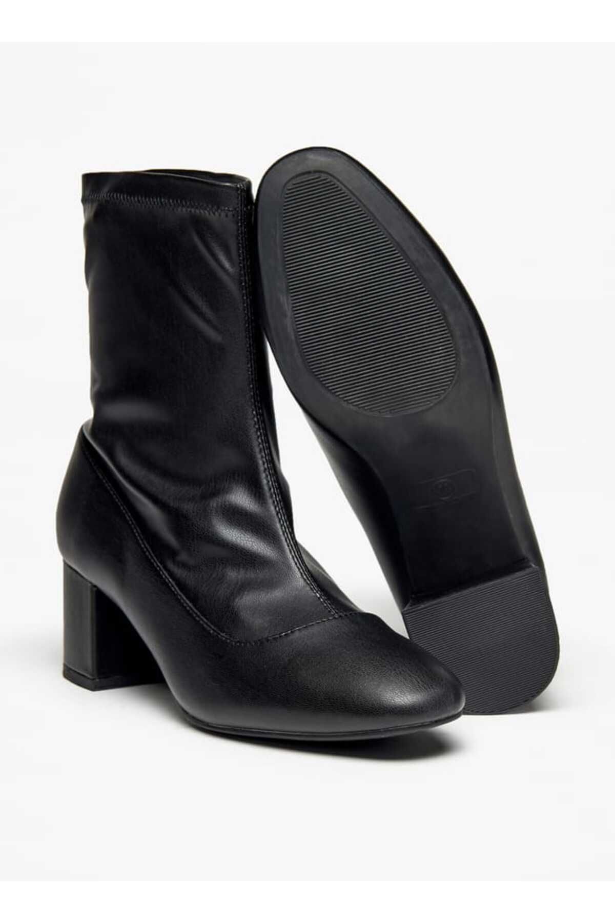 Flora Bella by Shoexpress-Flora Bella Solid Slip-On Ankle Boots with Block Heels 4