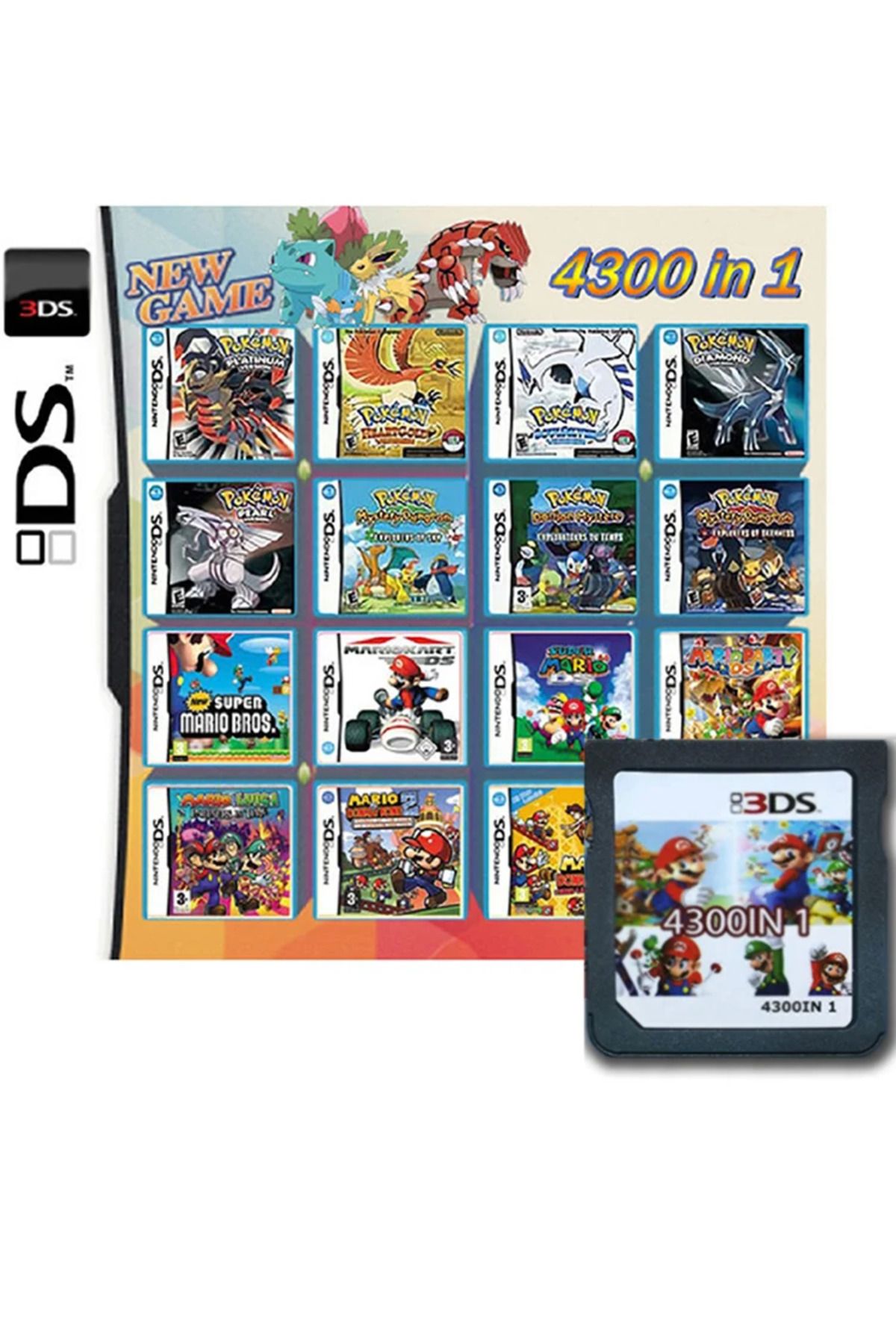 Choice-4300 in 1 Compilation DS NDS 3DS 3DS NDSL Game Cartridge Card Video Game Handheld Player (R4 card) 8