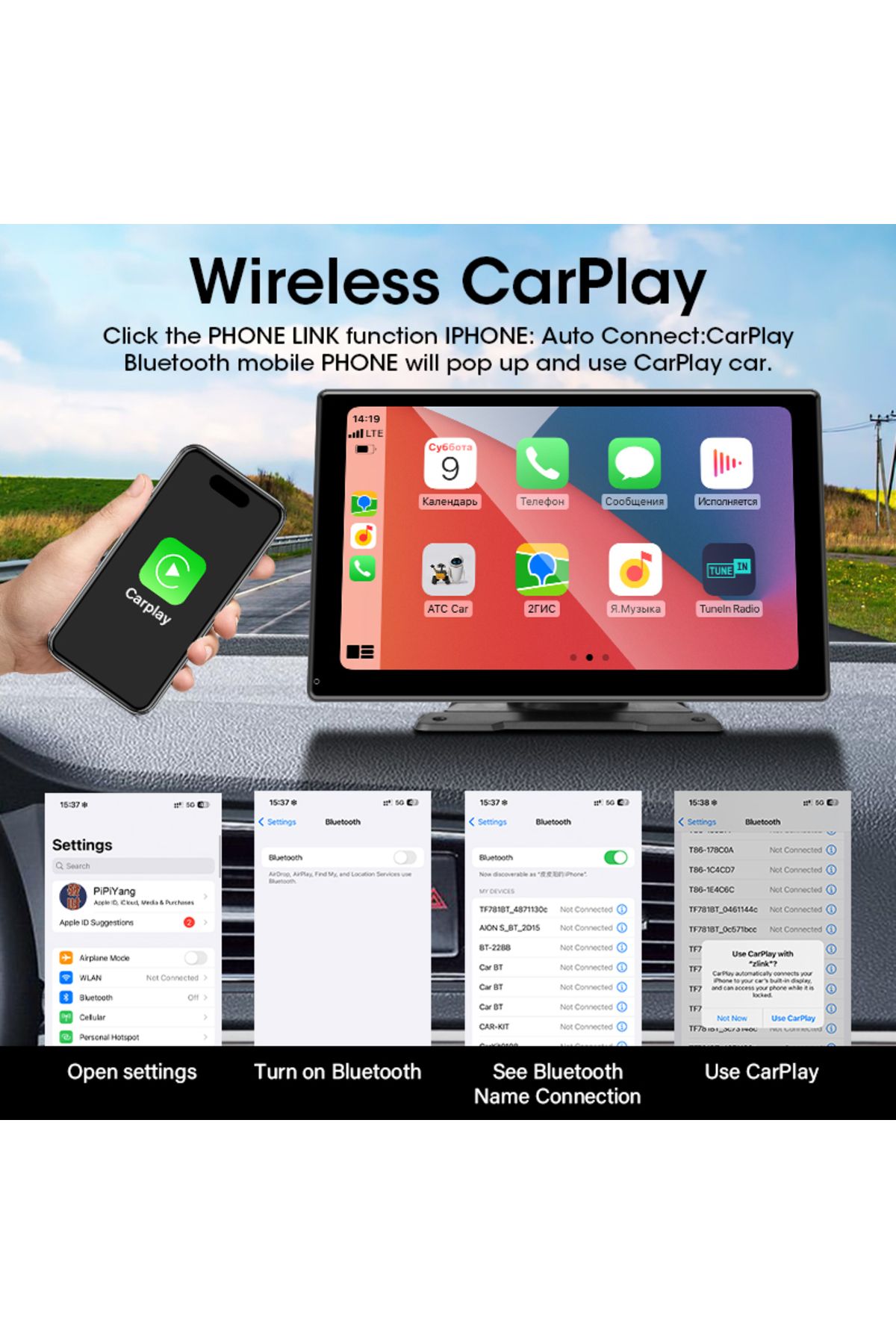 JMCQ-10 inch Carplay Car Smart Screen multimedia Video player Wireless Carplay Android Auto Car R... 3
