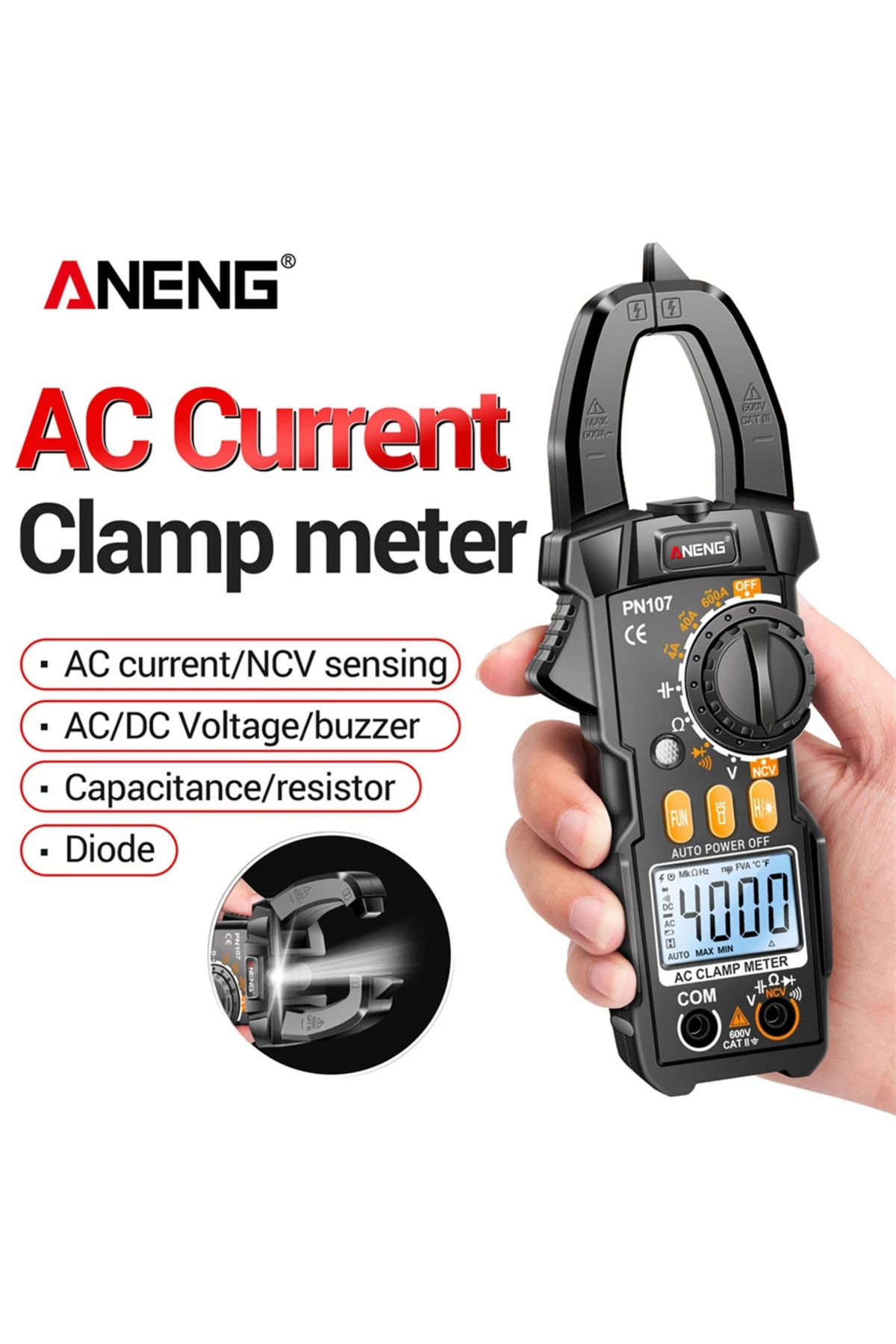 Choice-Digital Clamp Meter Intelligent Multimeter Voltage Resistance Meter 4000 Counts Votage Current Oh... 2