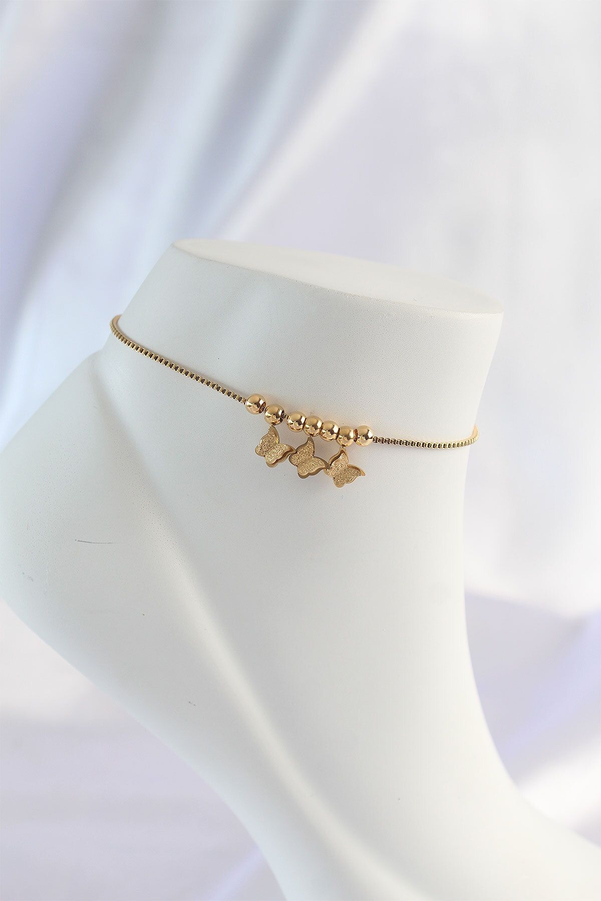 BirdoluSepet 316L Çelik Gold Renk Minimal Kelebek Tasarımlı Halhal