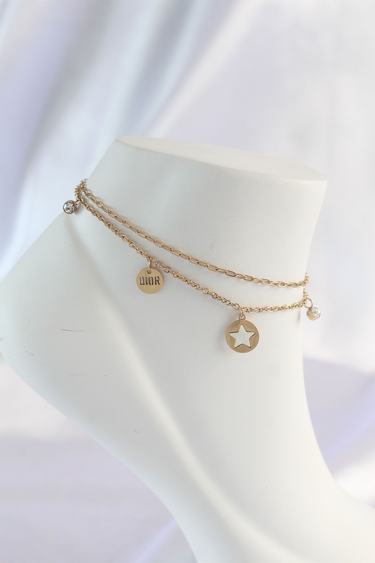 BirdoluSepet 316L Çelik Gold Renk Zirkon Taş Detay Yıldız Halhal