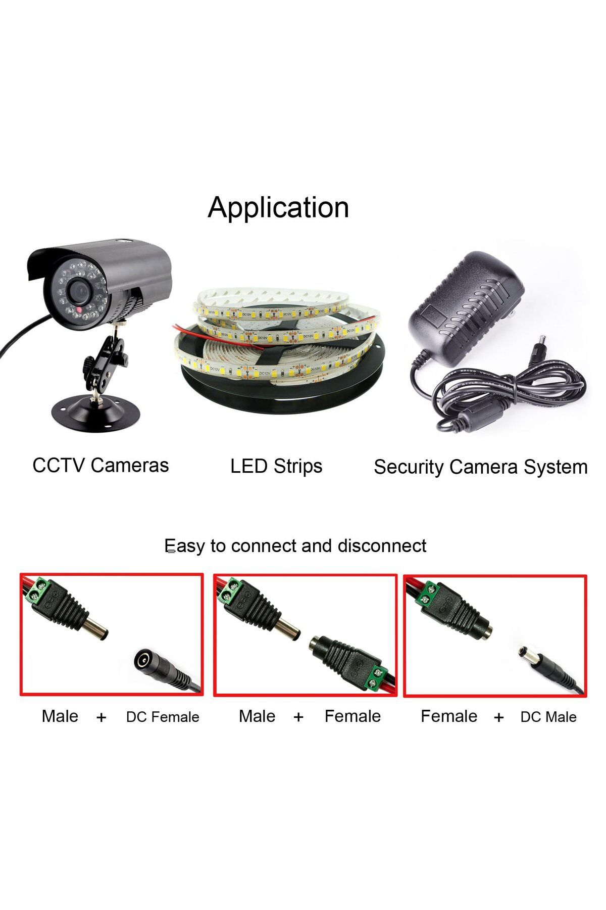 AOKIN-5 pairs 12V DC Power Connector 5.5mm x 2.1mm DC Power Plug Male and Female DC Connectors for LED ... 5