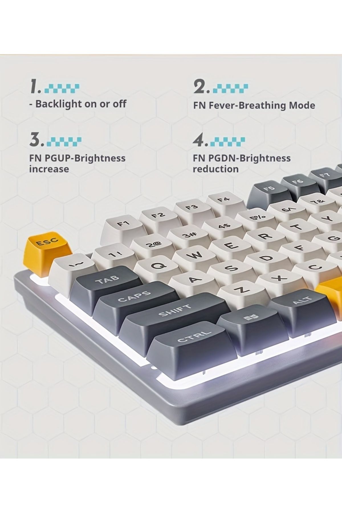 Choice-EWEADN V5 Gaming Keyboard 104 Keys USB Wired Backlit All Metal Panel Silent Mechanical feel Keybo... 4