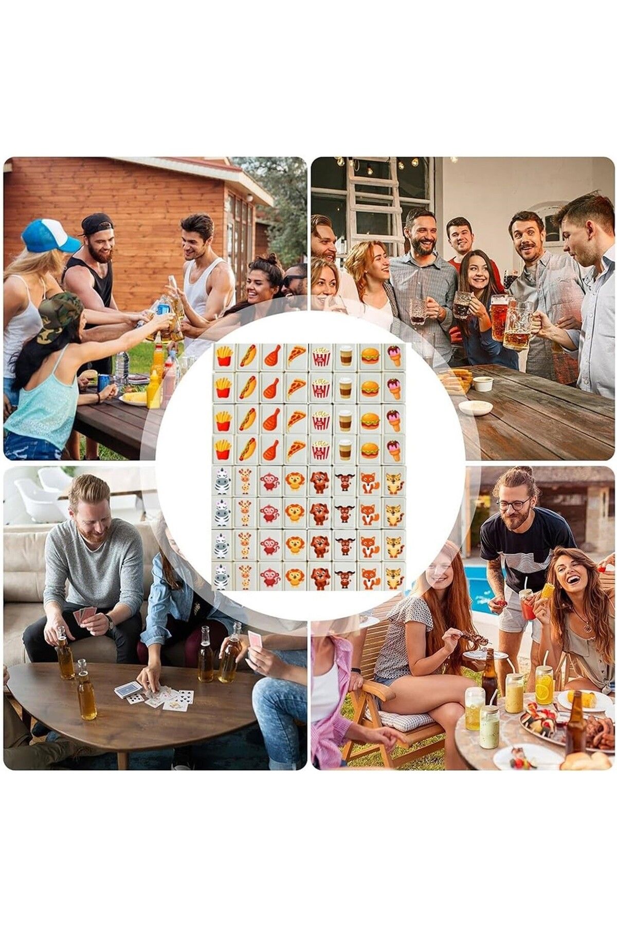 Choice-65 Tiles Seaside Escape Game Block Mahjong Sets with 38mm Pet and Food Pattern with Bag Funny Par... 2