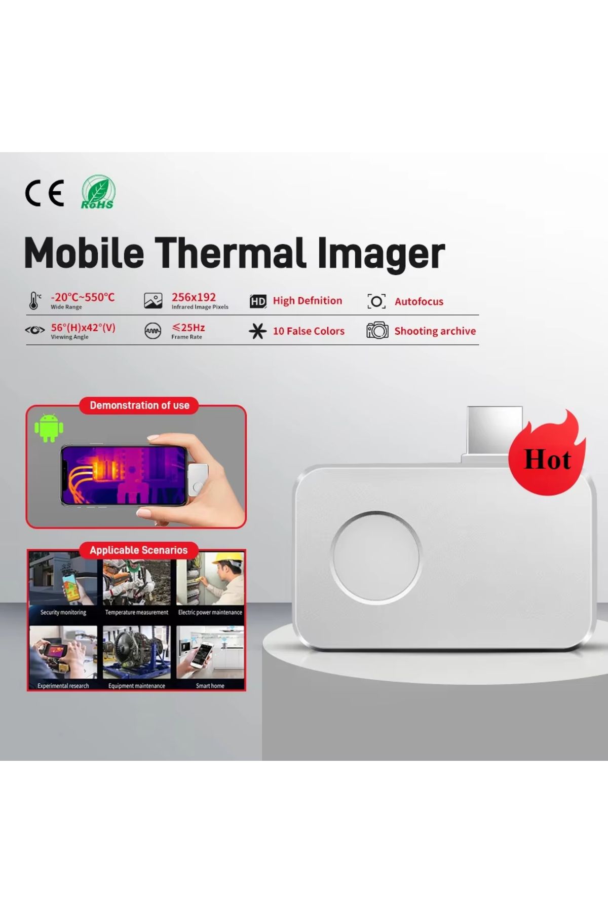 Choice-256*192 Thermal Camera  Android Type-C Thermal Imager 25Hz Mobile Thermal Imaging Camera for PCB ... 3