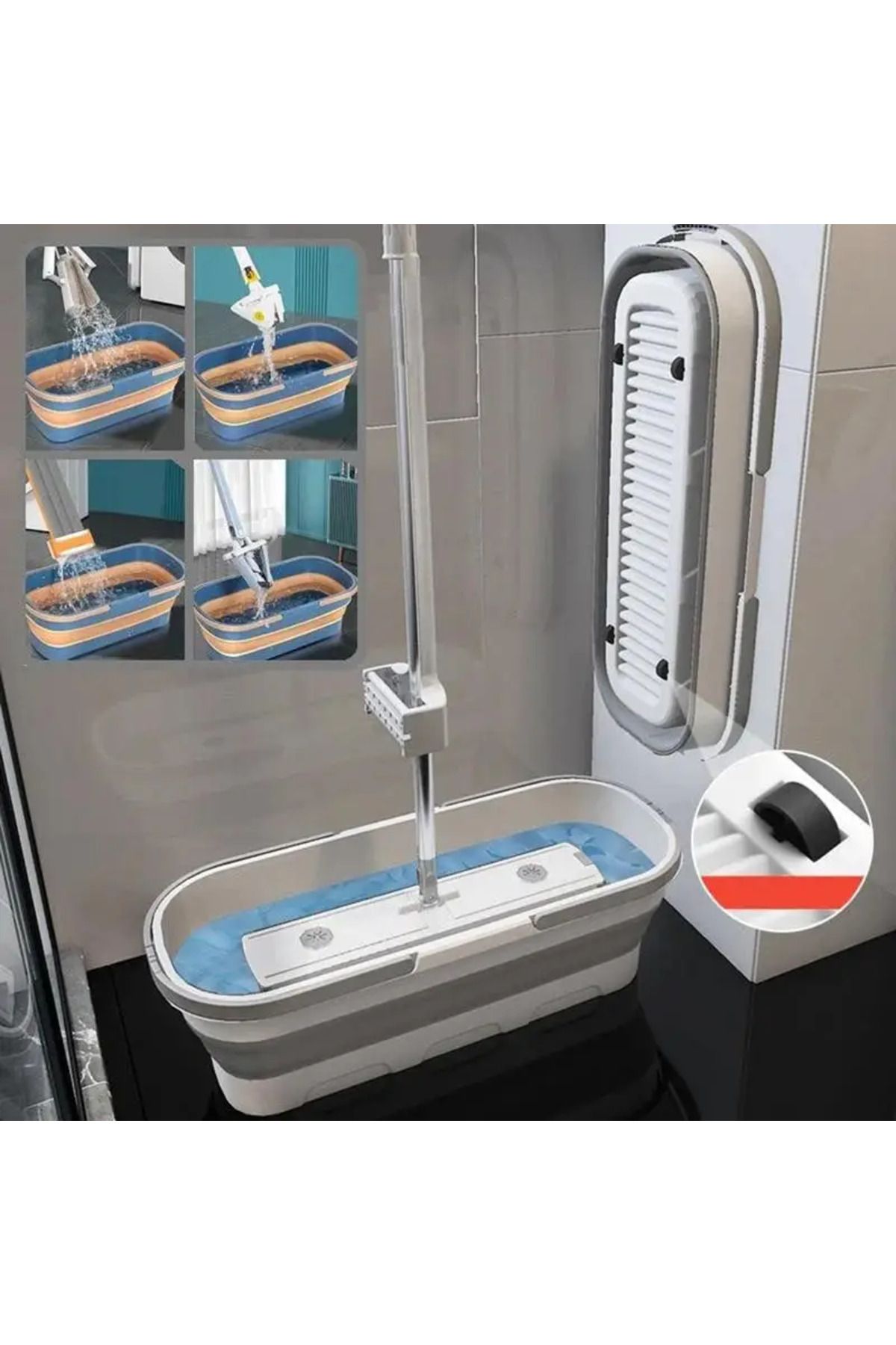 Choice-Portable Folding Mop Bucket Household Rectangular Flat Mop Bucket Durable Large Capacity Dry Wet ... 3