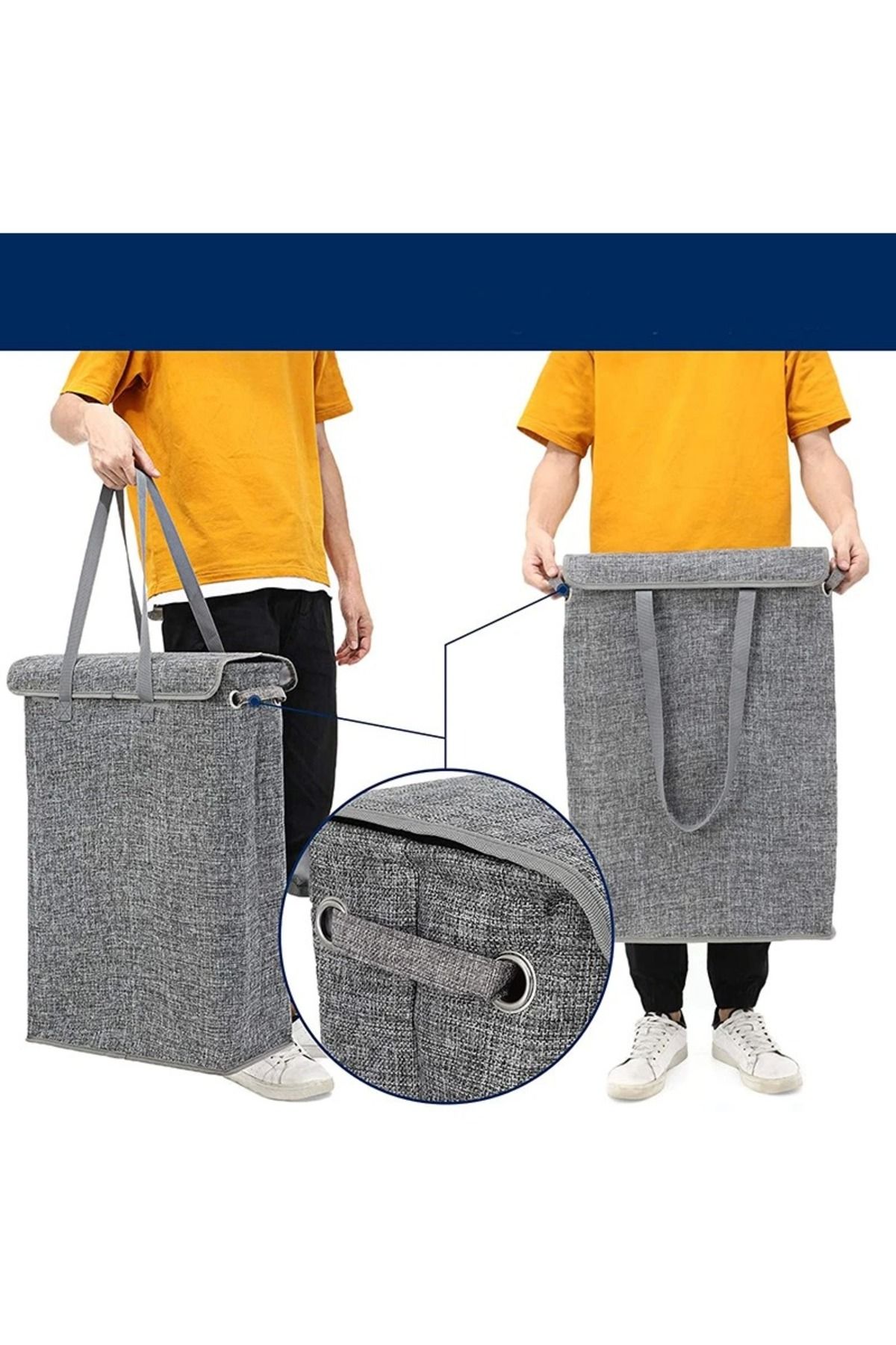 Choice-45L thin laundry basket with cover, narrow hand, fine hand, dirty laundry basket, bedroom, kinder... 3