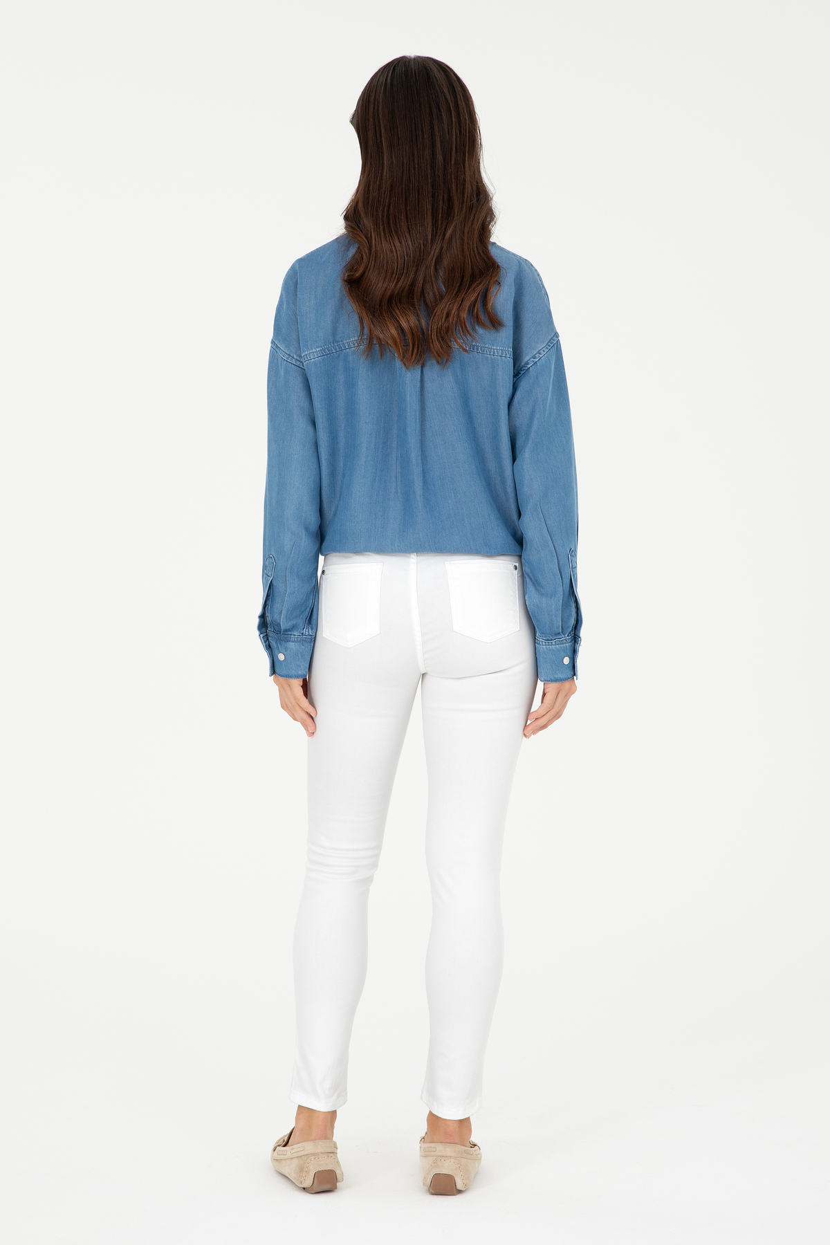 U.S. Polo Assn. Kadın Beyaz Toothpick Fit Kanvas Pantolon 50281692-VR013 görsel 4
